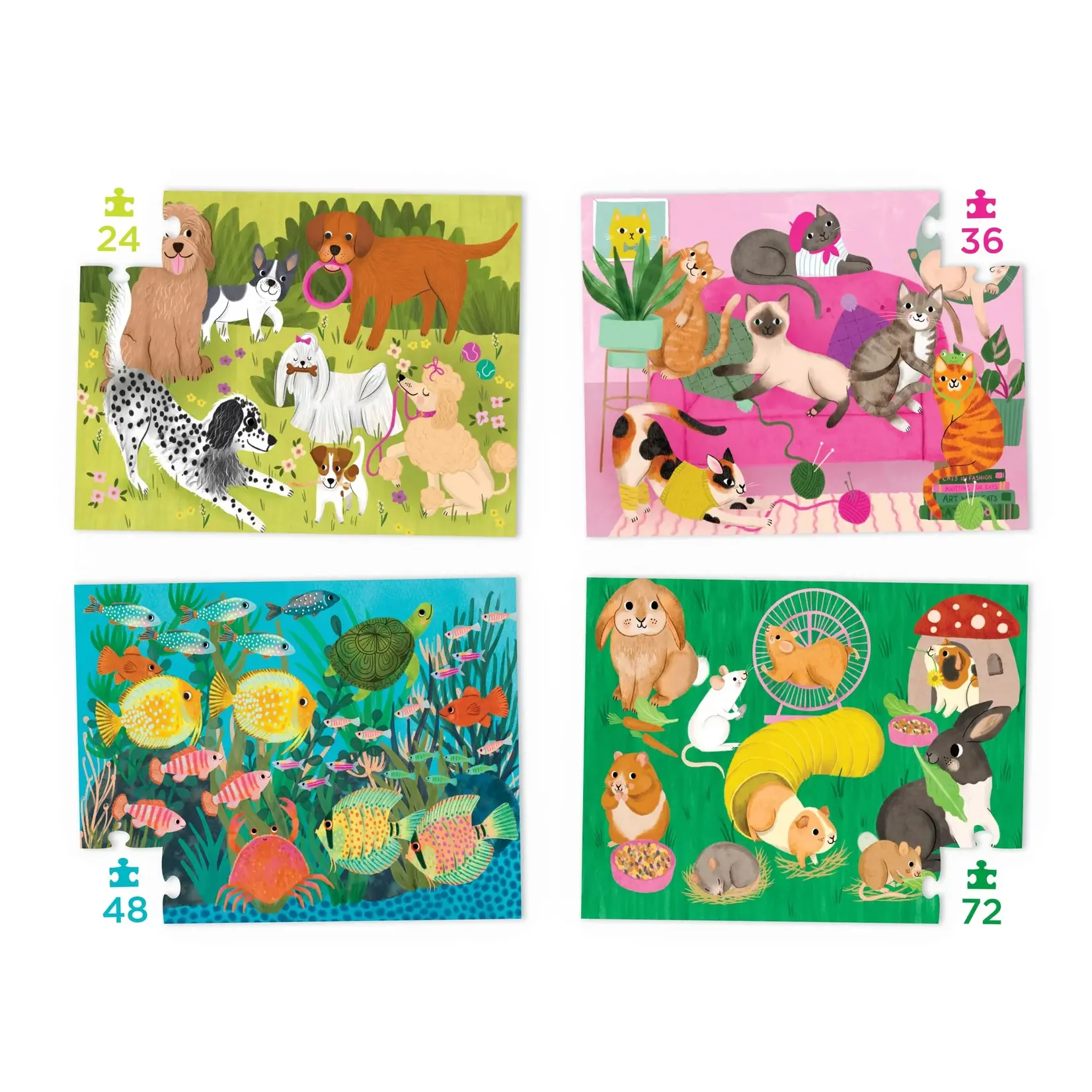 Crocodile Creek Four Puzzle Set - Playful Pets