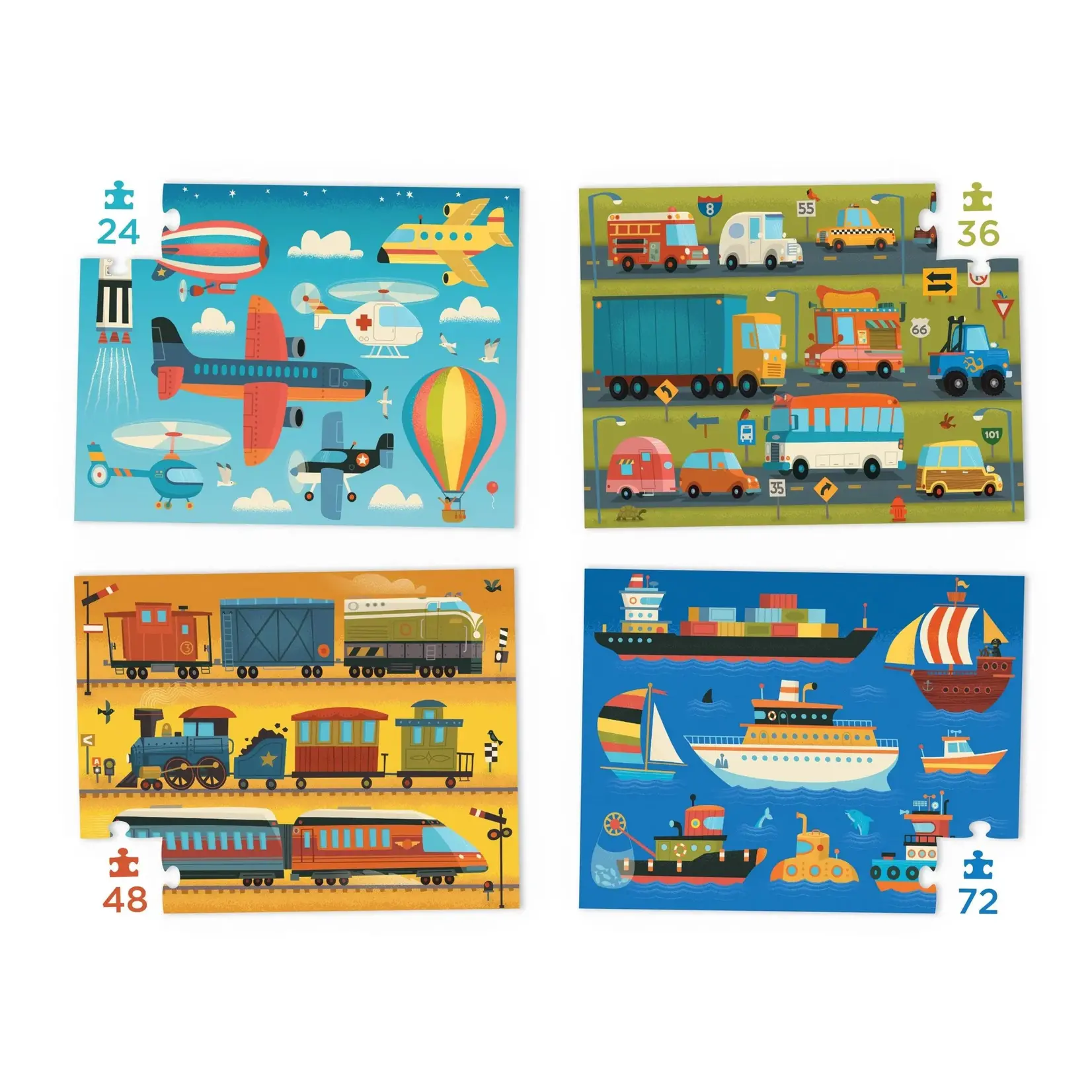 Crocodile Creek Four Puzzle Set - Vehicles