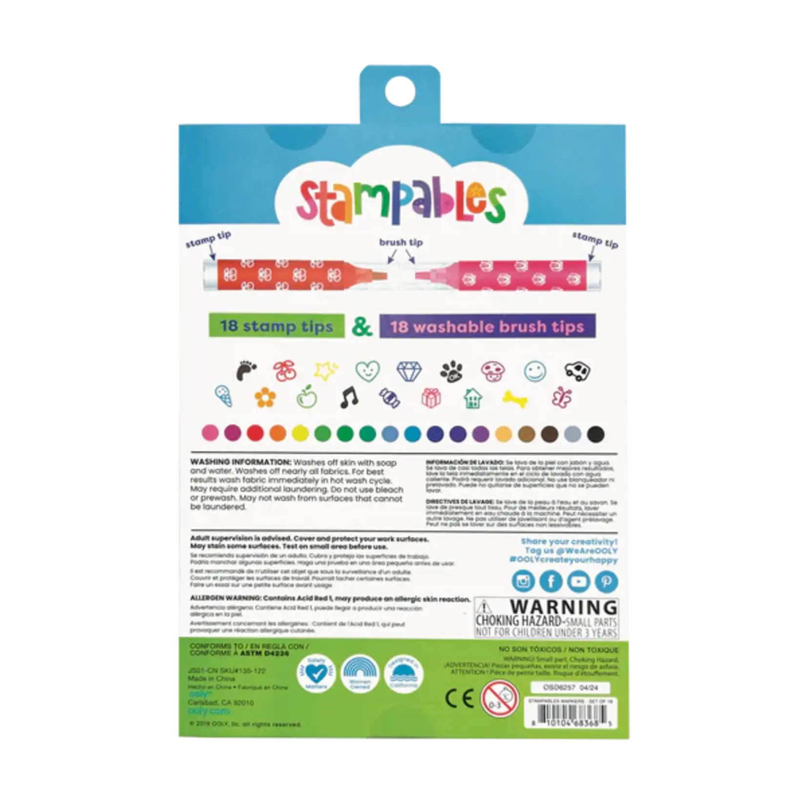 OOLY Stampables Double Ended Unscented Markers - Set of 18