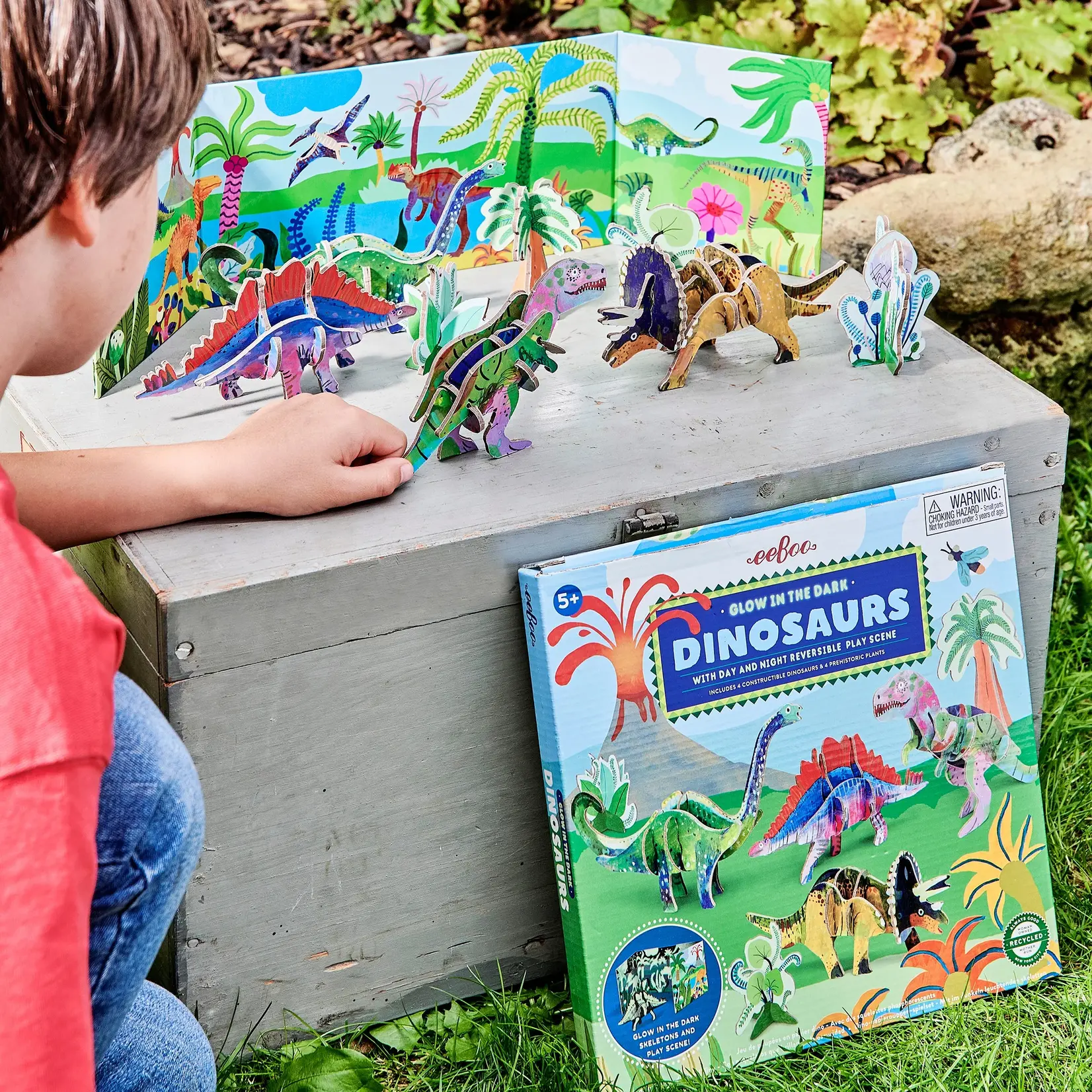 eeboo Dino 3D Glow-in-the-Dark Building Set