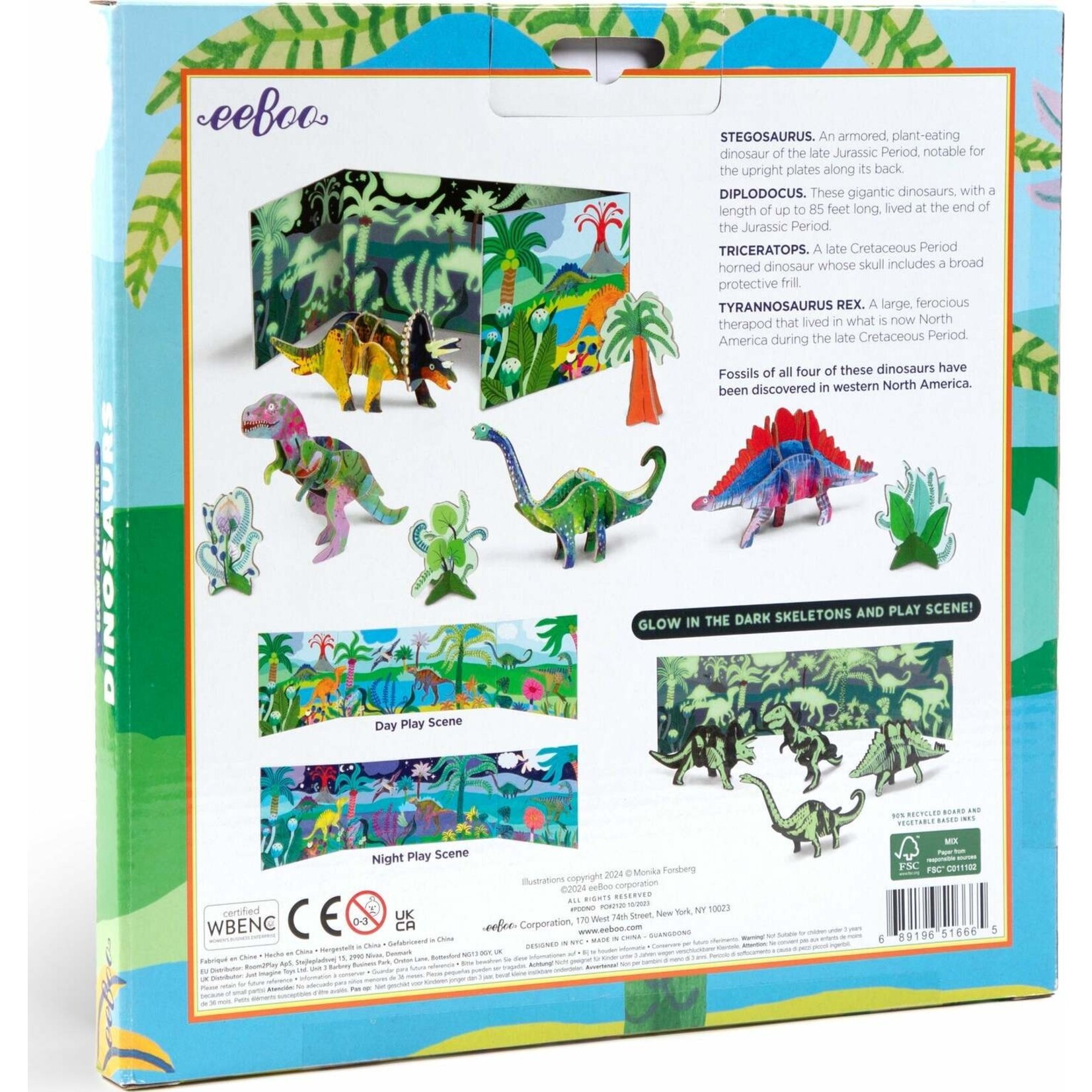 eeboo Dino 3D Glow-in-the-Dark Building Set