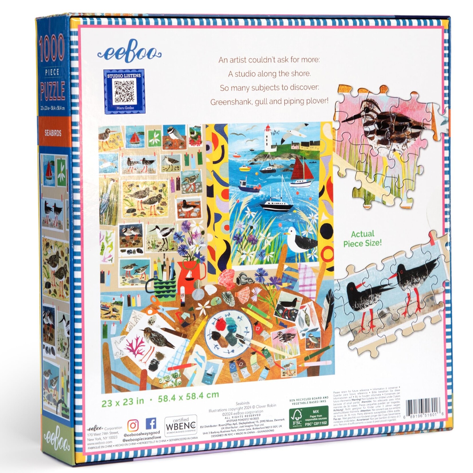 eeboo Seabirds 1000 Piece Square Puzzle