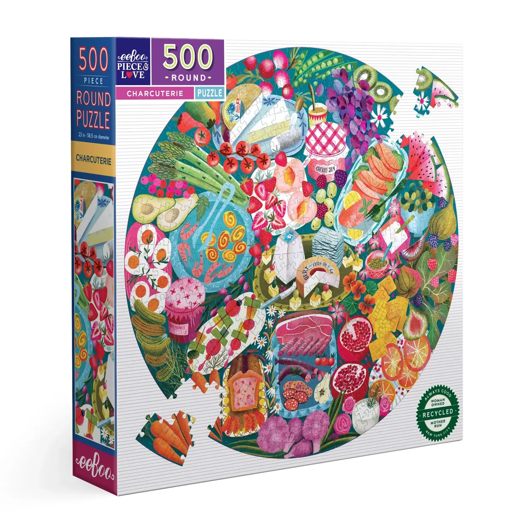 eeboo Charcuterie 500 Piece Round Puzzle