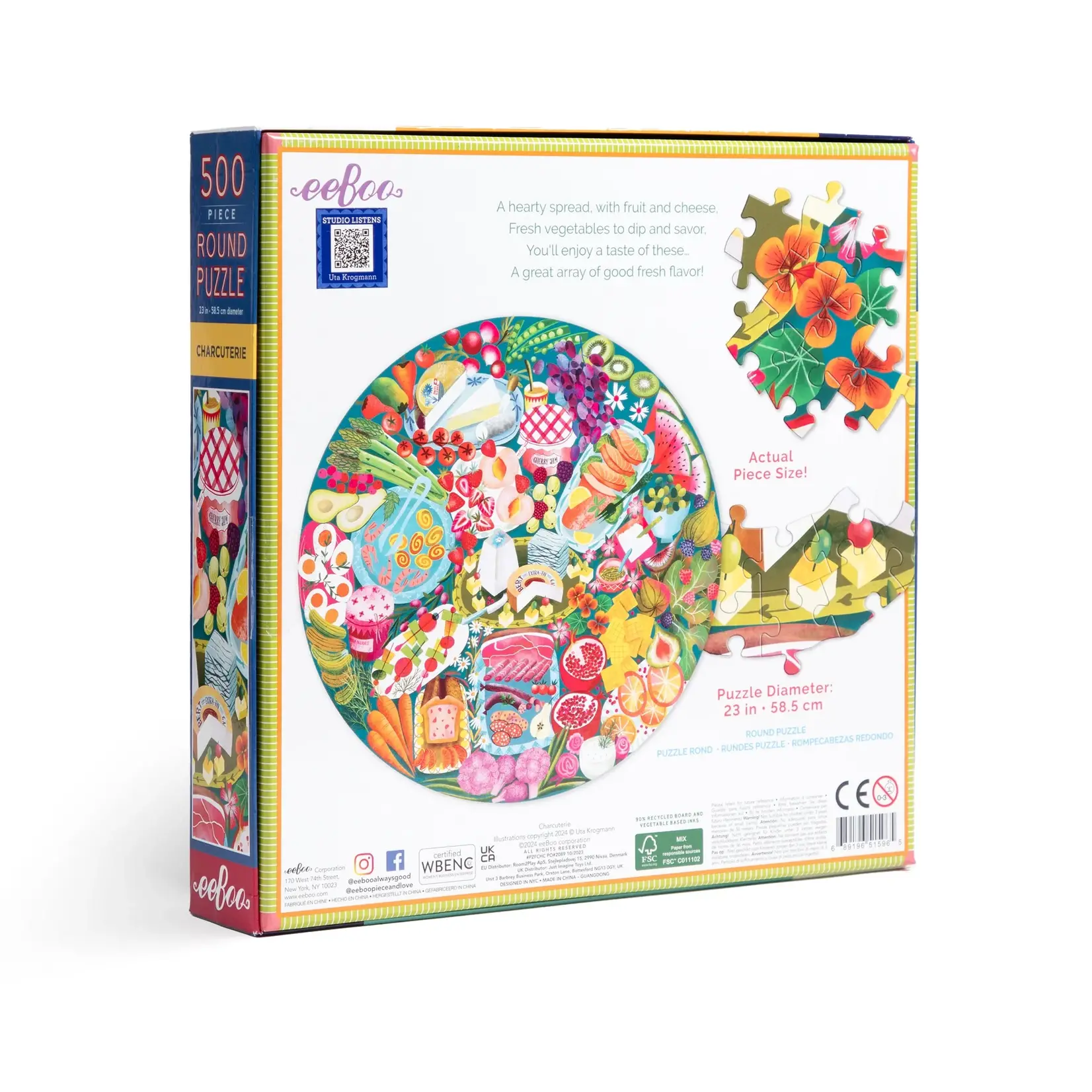 eeboo Charcuterie 500 Piece Round Puzzle