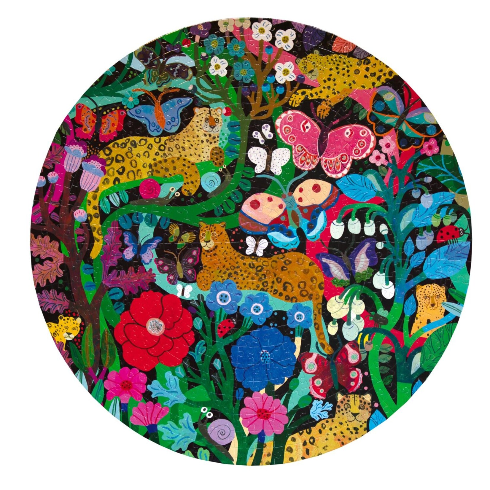 eeboo Jaguars and Butterflies 500 Piece Round Puzzle