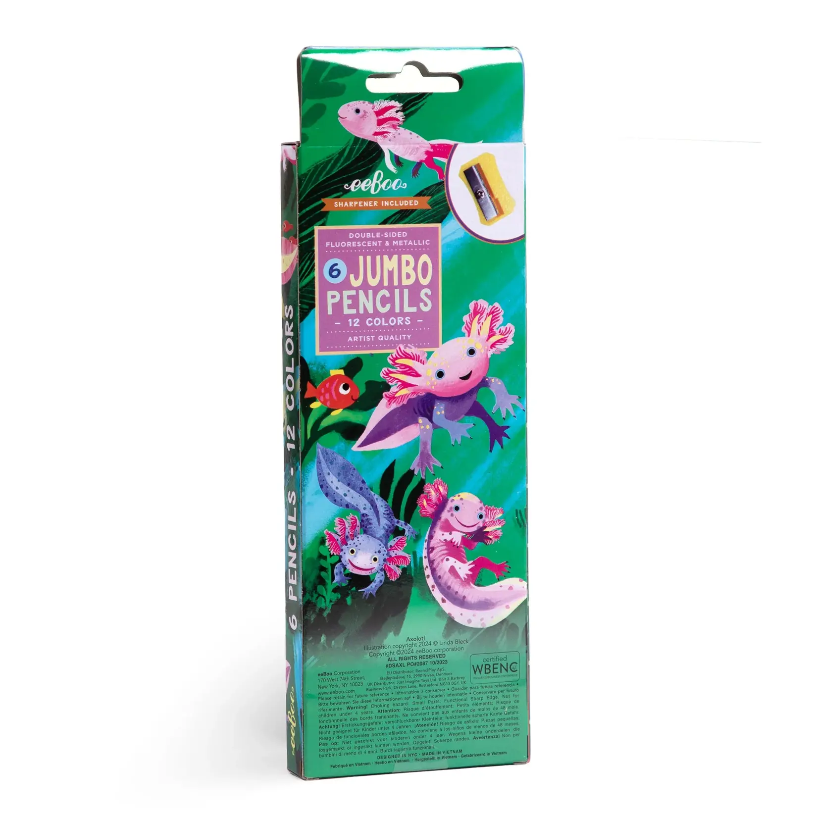 eeboo Axolotl 6 Jumbo Double-Sided Special Pencils