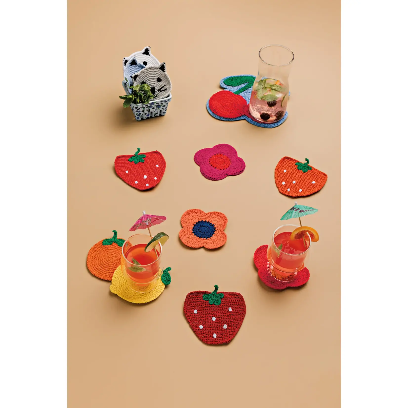 Poppy Crochet Coasters (Set of 4 Assorted)
