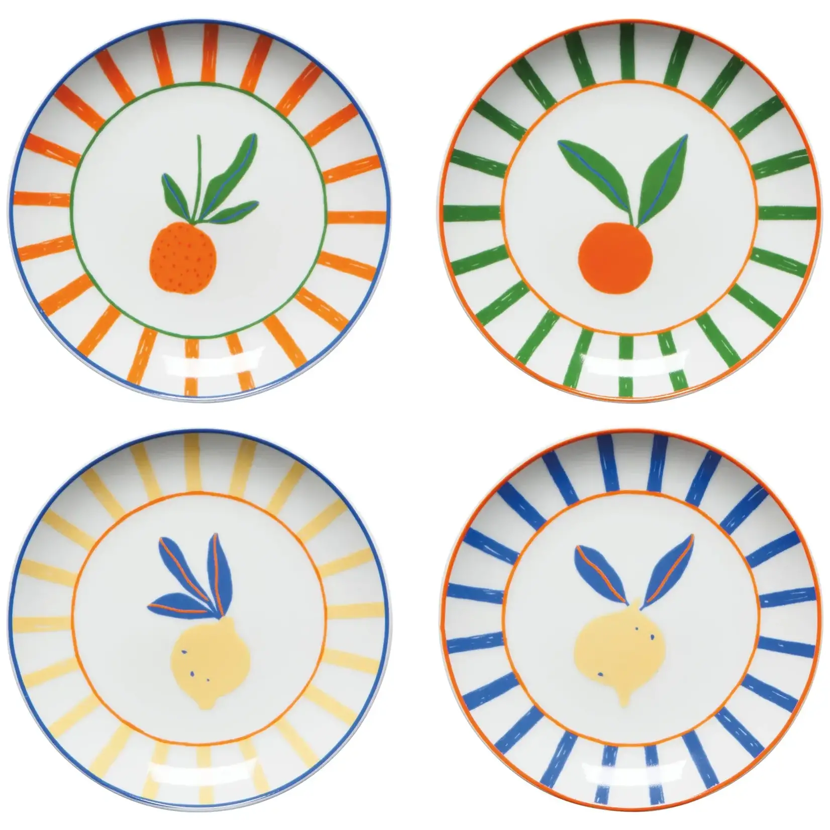 Citrus Burst Appetizer Plates (Set of 4)