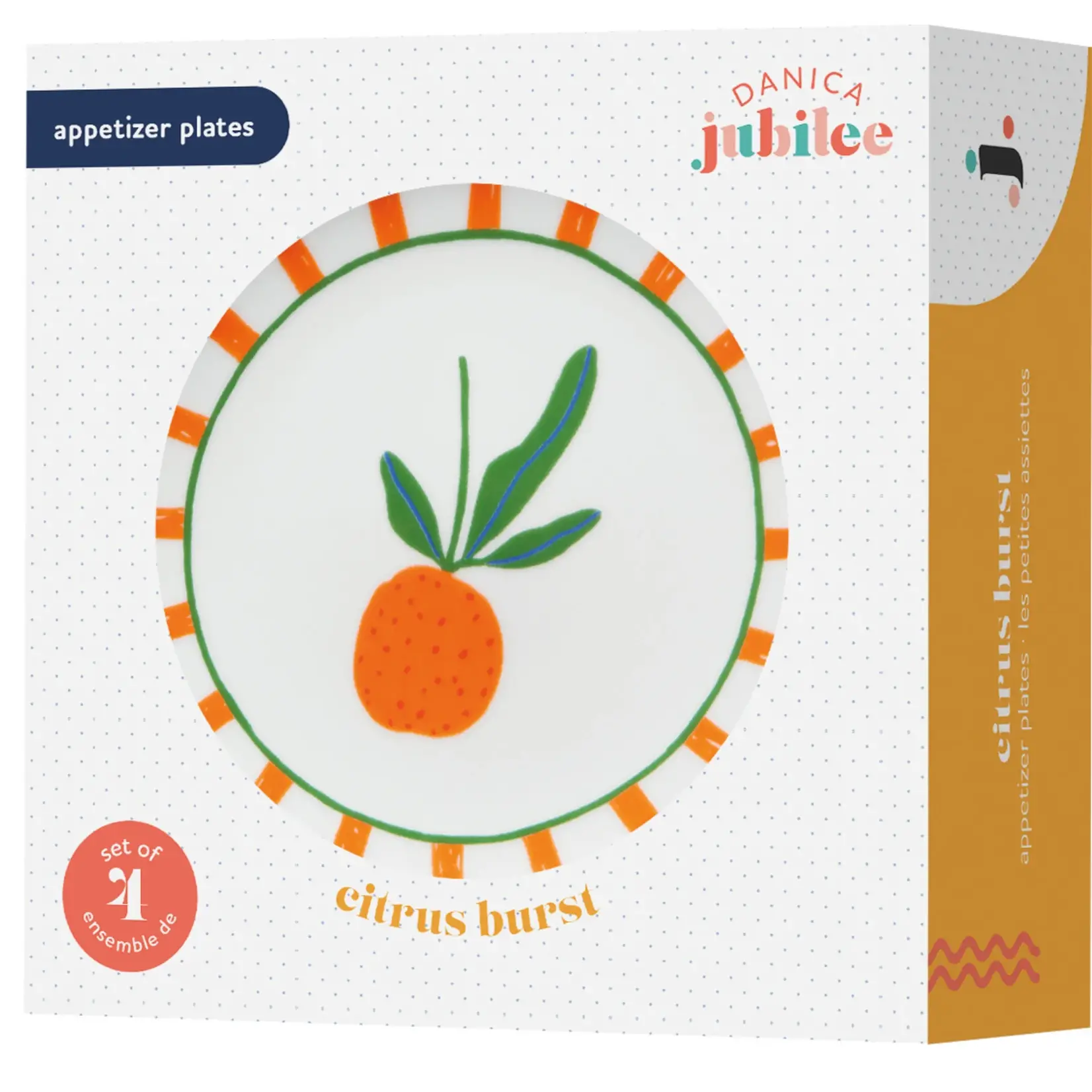 Citrus Burst Appetizer Plates (Set of 4)