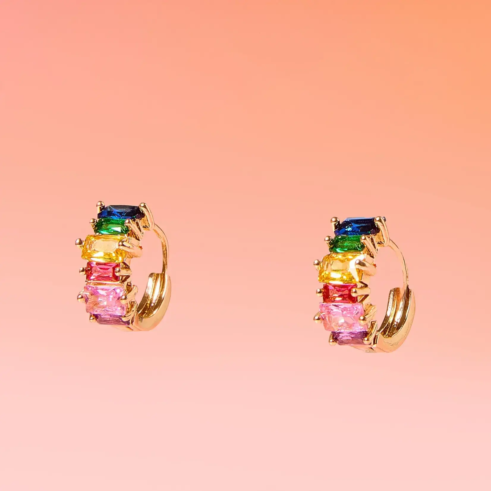 Multicolor 18k Gold Plated Huggie Hoop