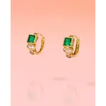 Vintage Green Dainty Huggie Hoop