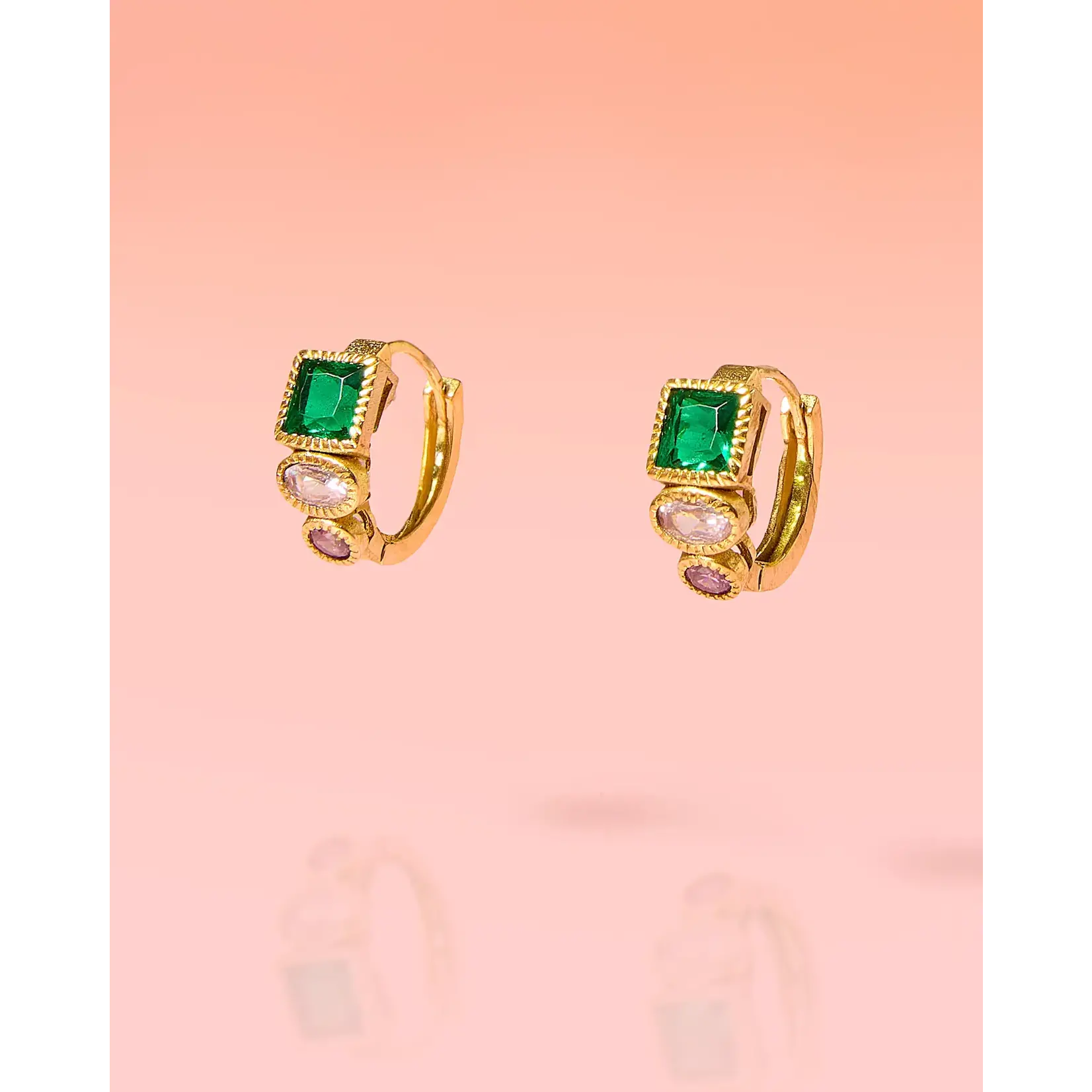 Vintage Green Dainty Huggie Hoop