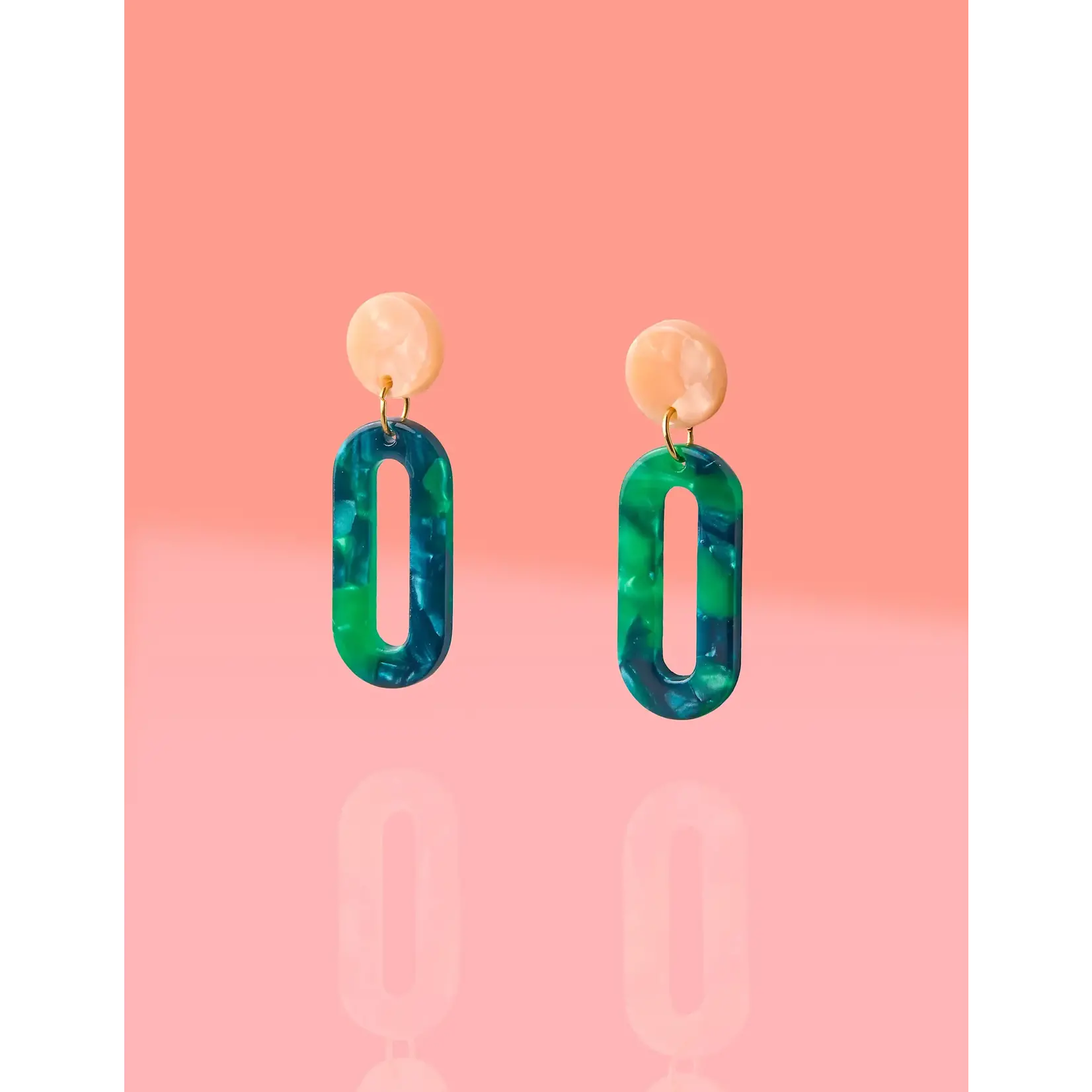 Fall Emerald Oval Resin Hoop