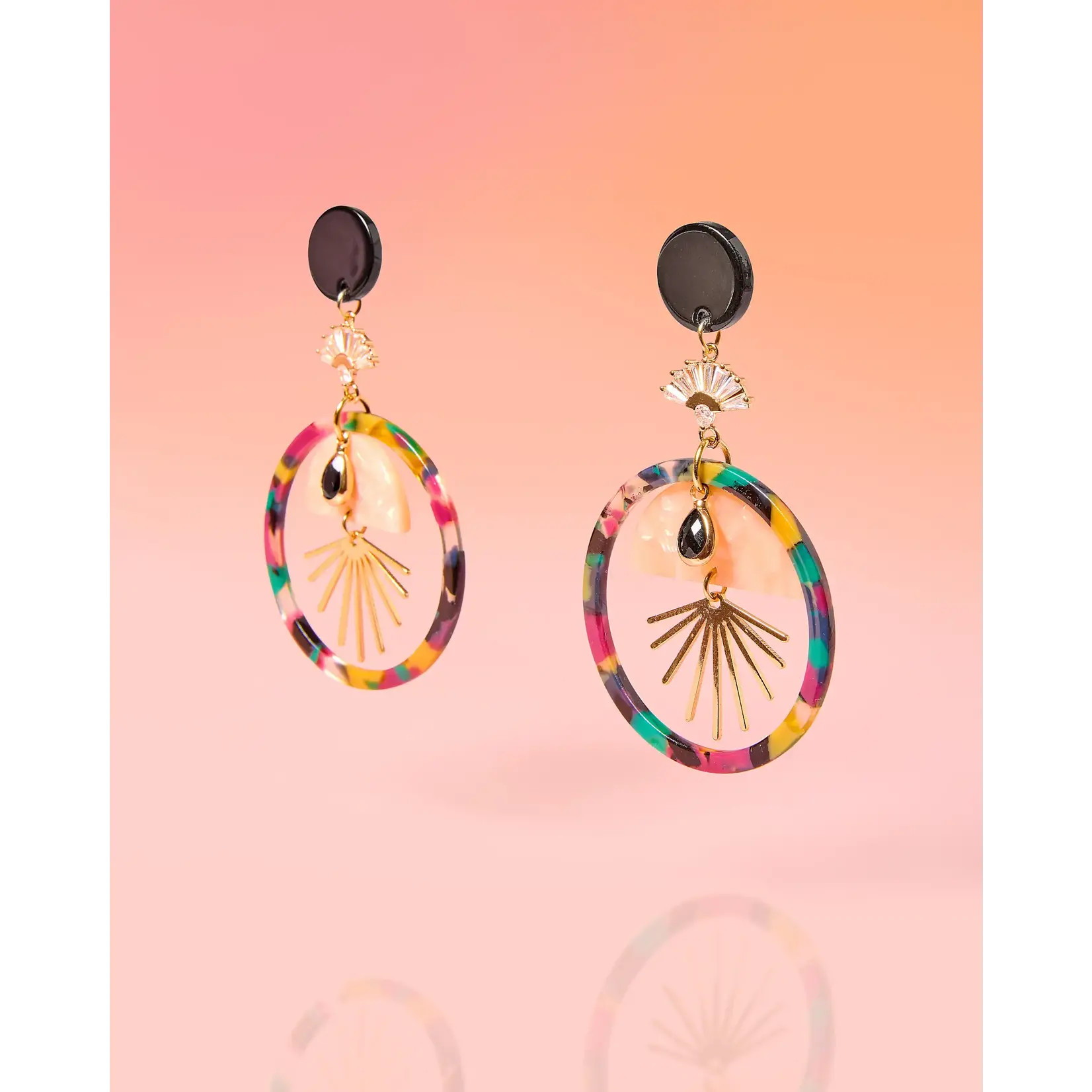 Tropic Glam Hoops Resin Black Multi