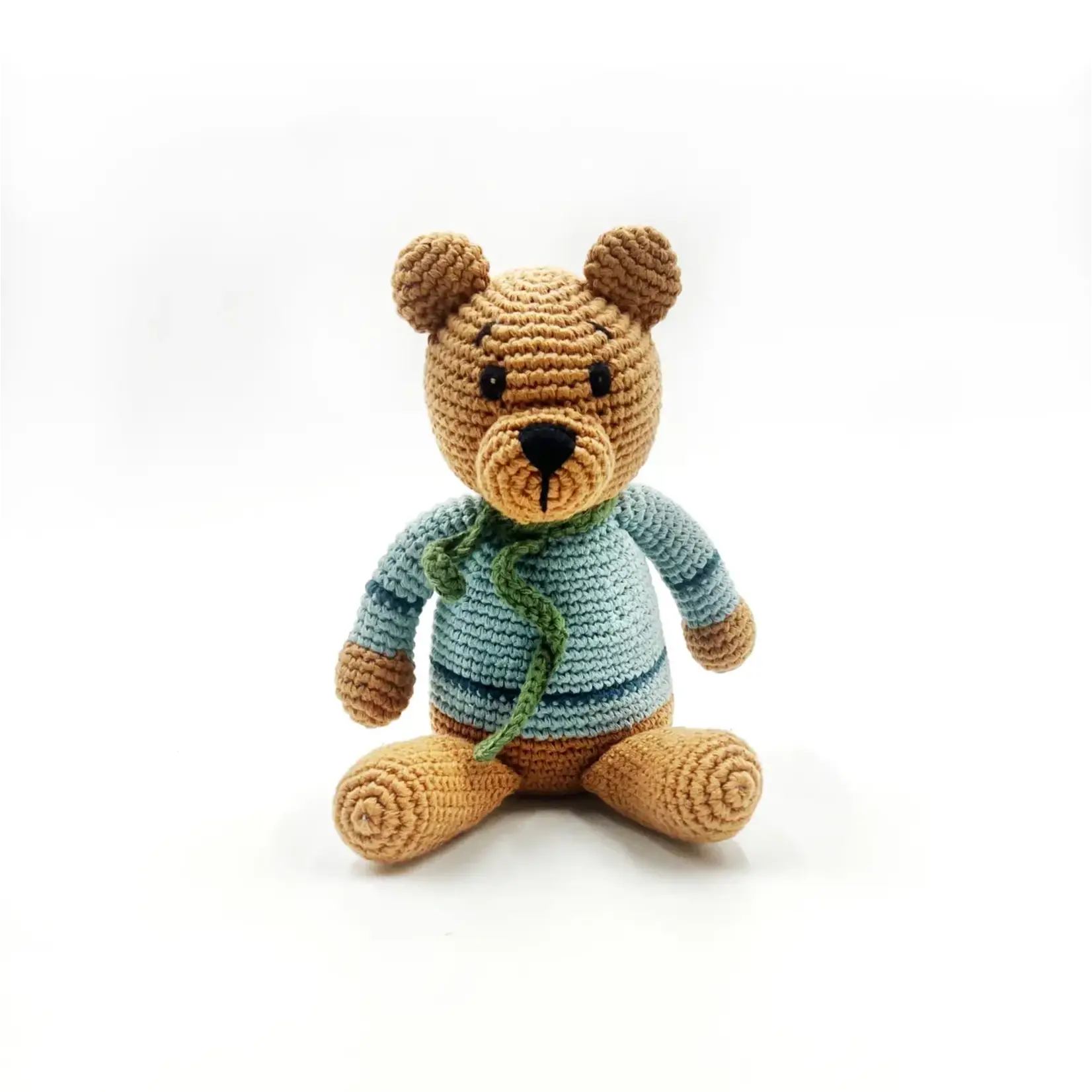 Crochet Teddy Bear Rattle - Duck Egg Blue