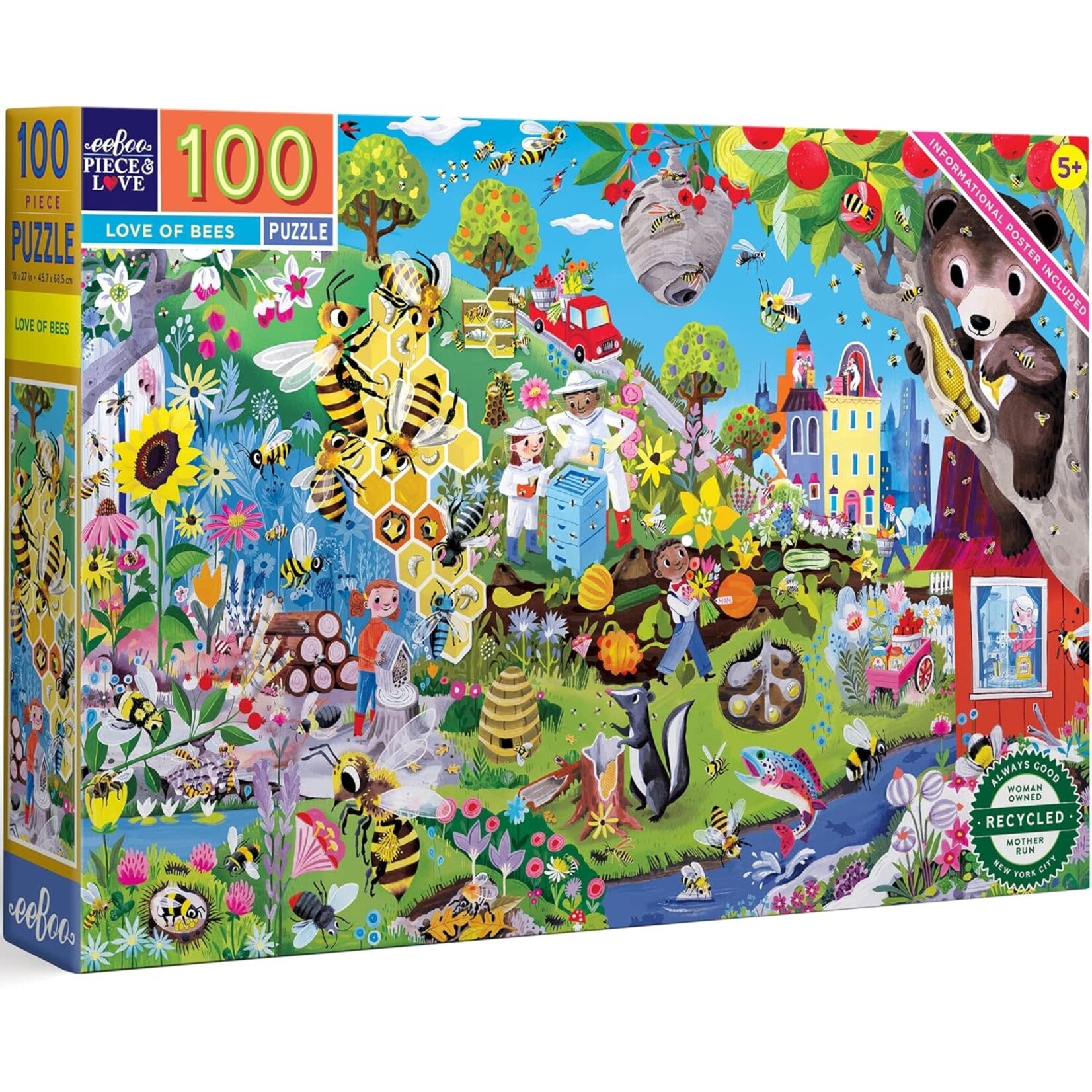 eeboo Love of Bees 100 Piece Puzzle