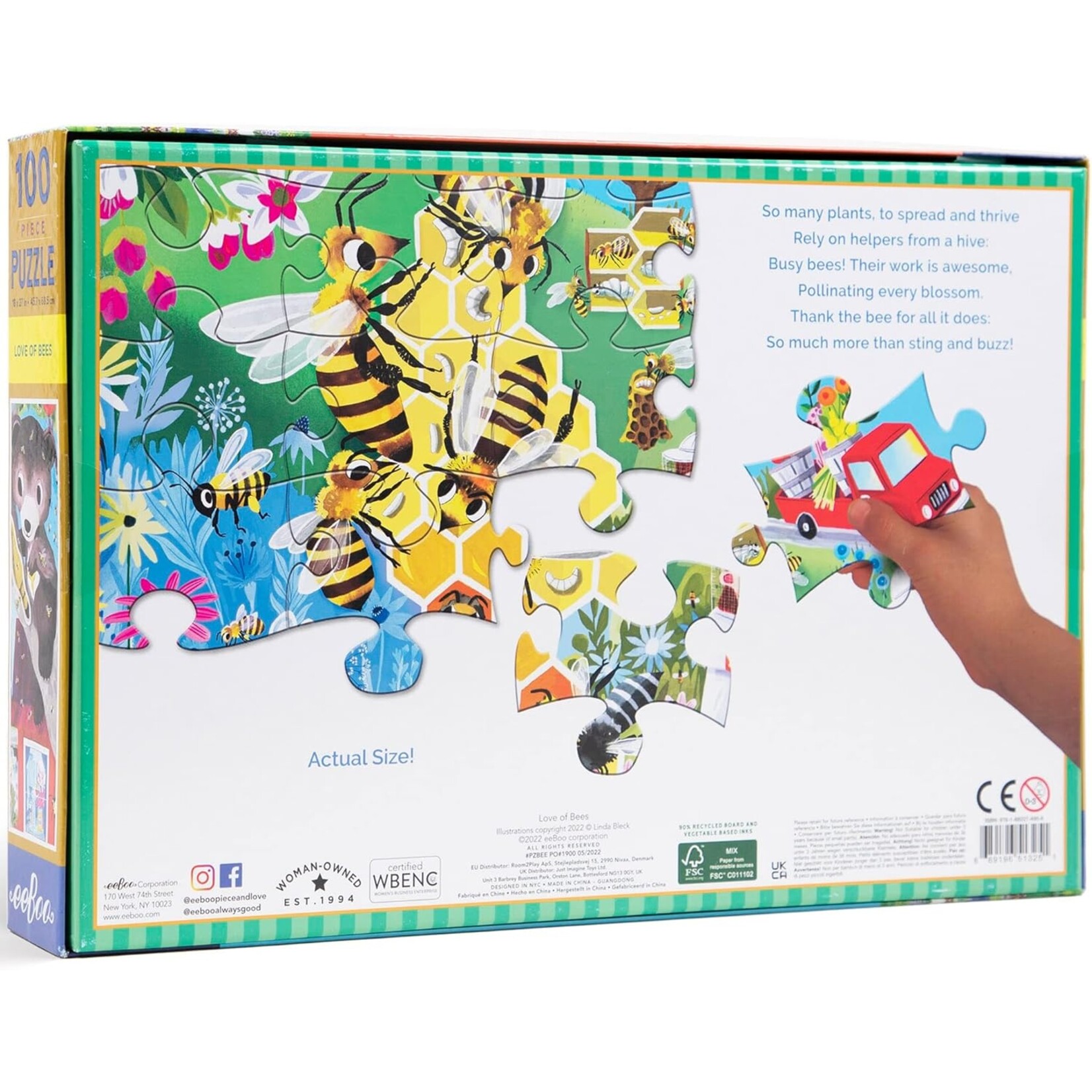 eeboo Love of Bees 100 Piece Puzzle
