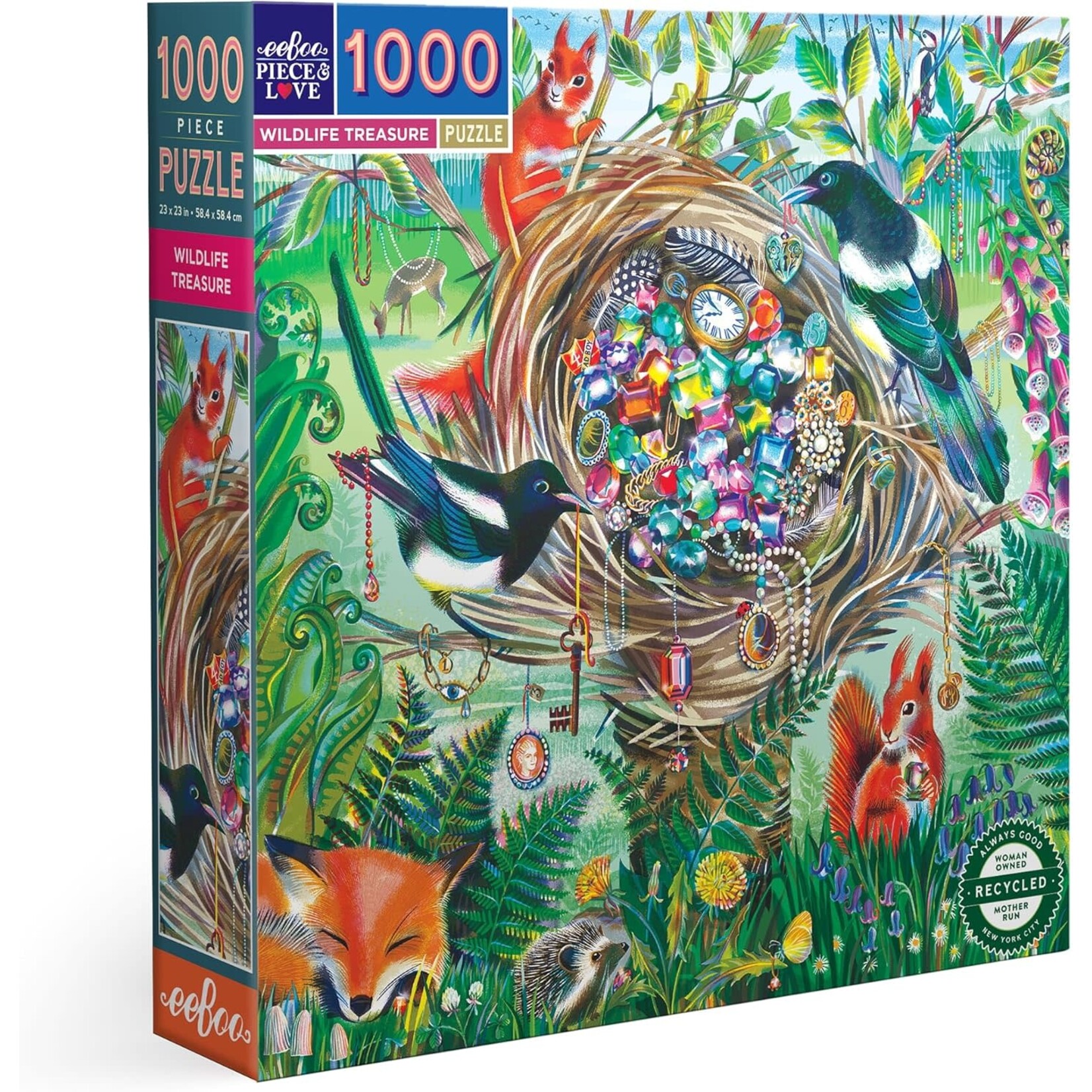 eeboo Wildlife Treasure 1000 Piece Square Puzzle