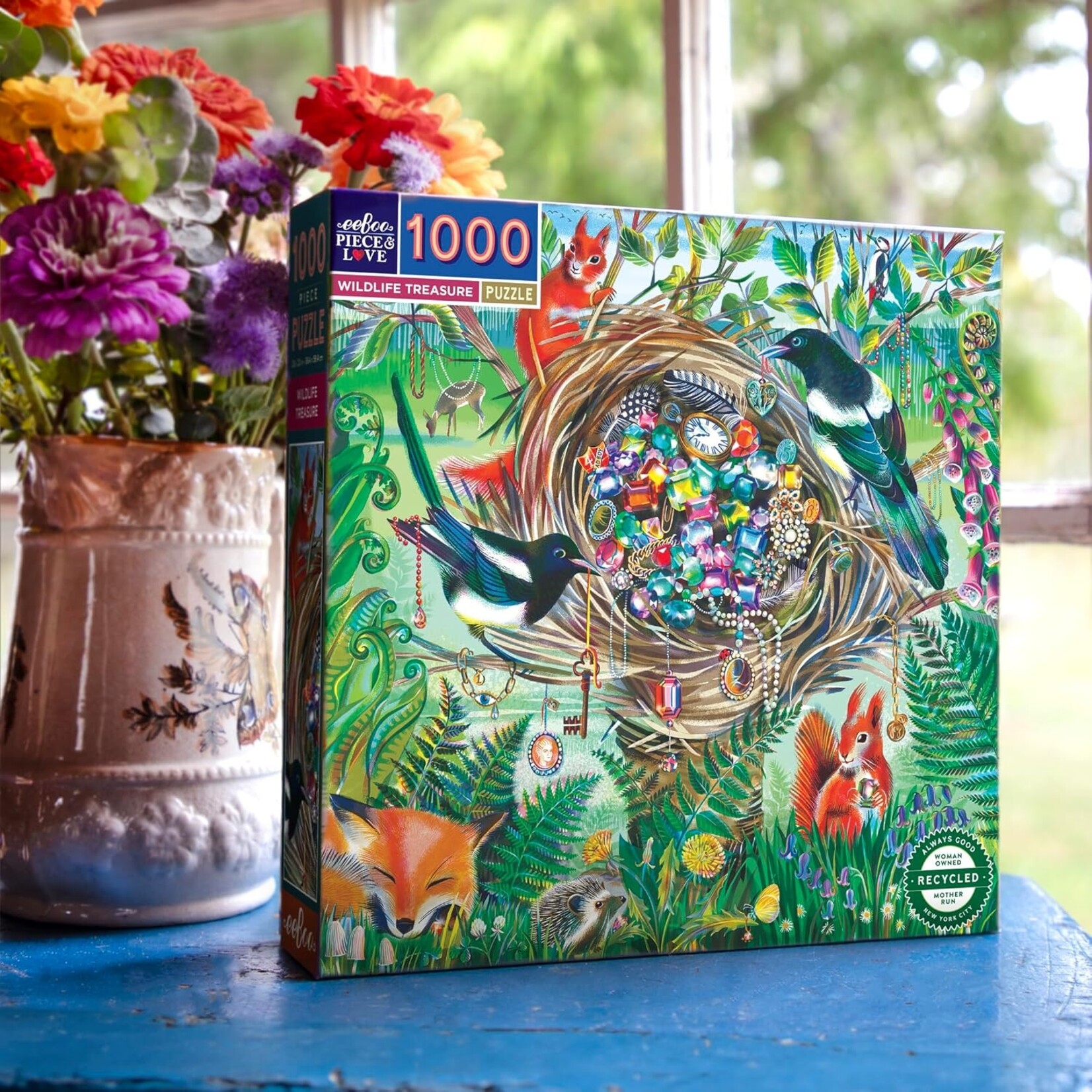 eeboo Wildlife Treasure 1000 Piece Square Puzzle
