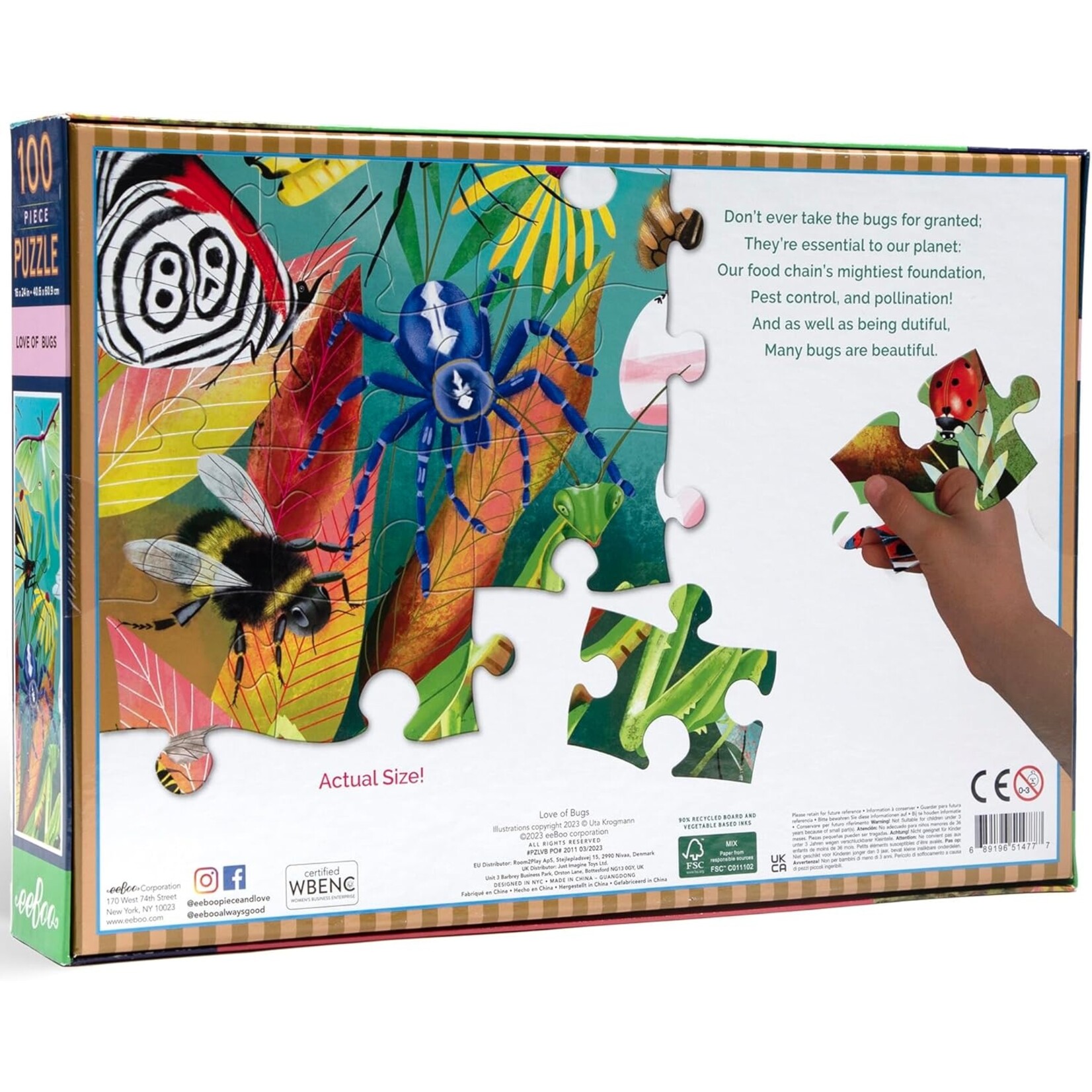 eeboo Love of Bugs 100 Piece Puzzle