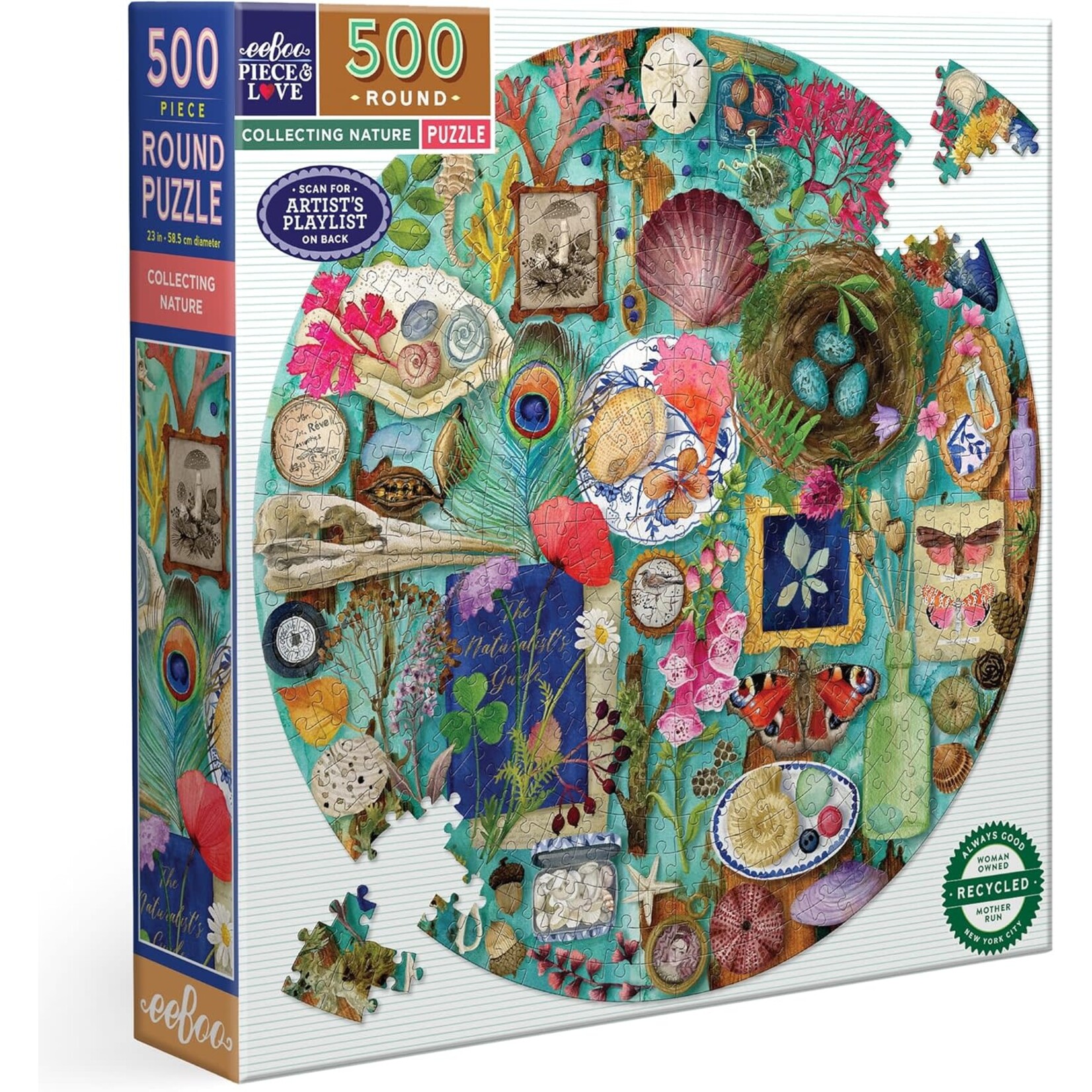 eeboo Collecting Nature 500 Piece Round Puzzle