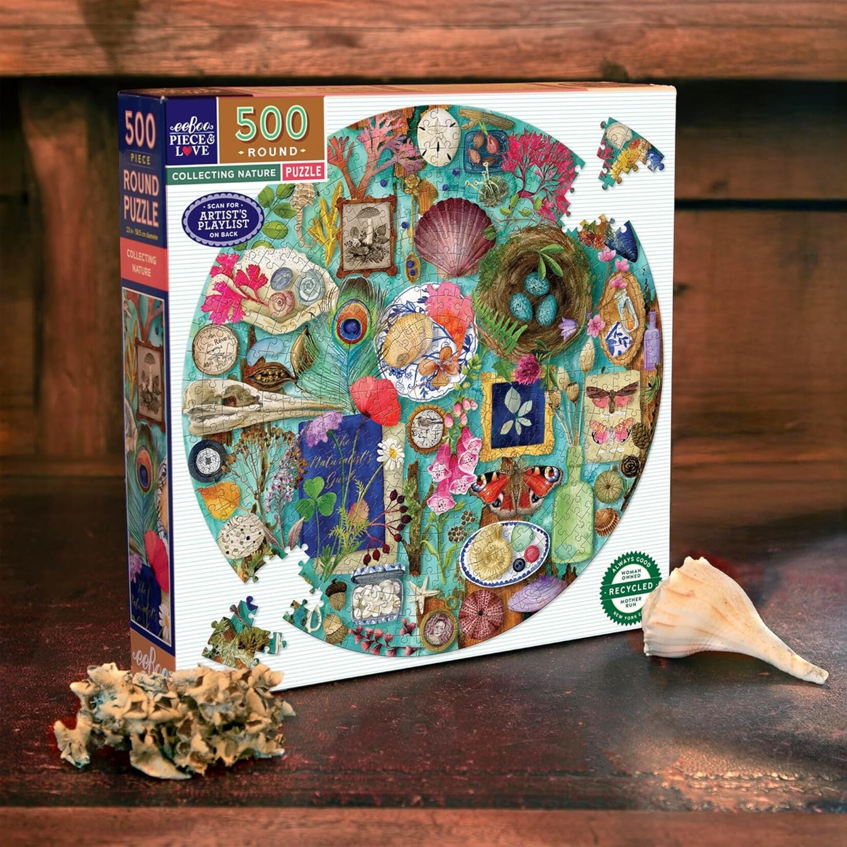 eeboo Collecting Nature 500 Piece Round Puzzle