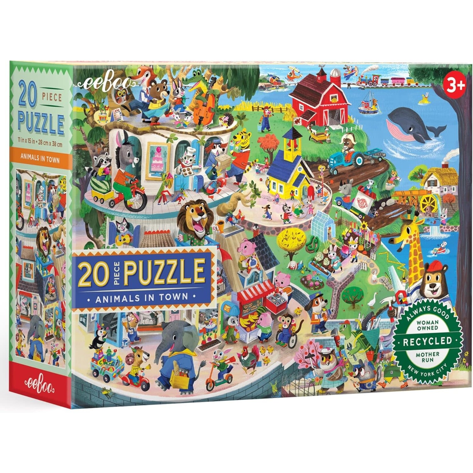 eeboo Animals in Town 20 Piece Rectangle Puzzle