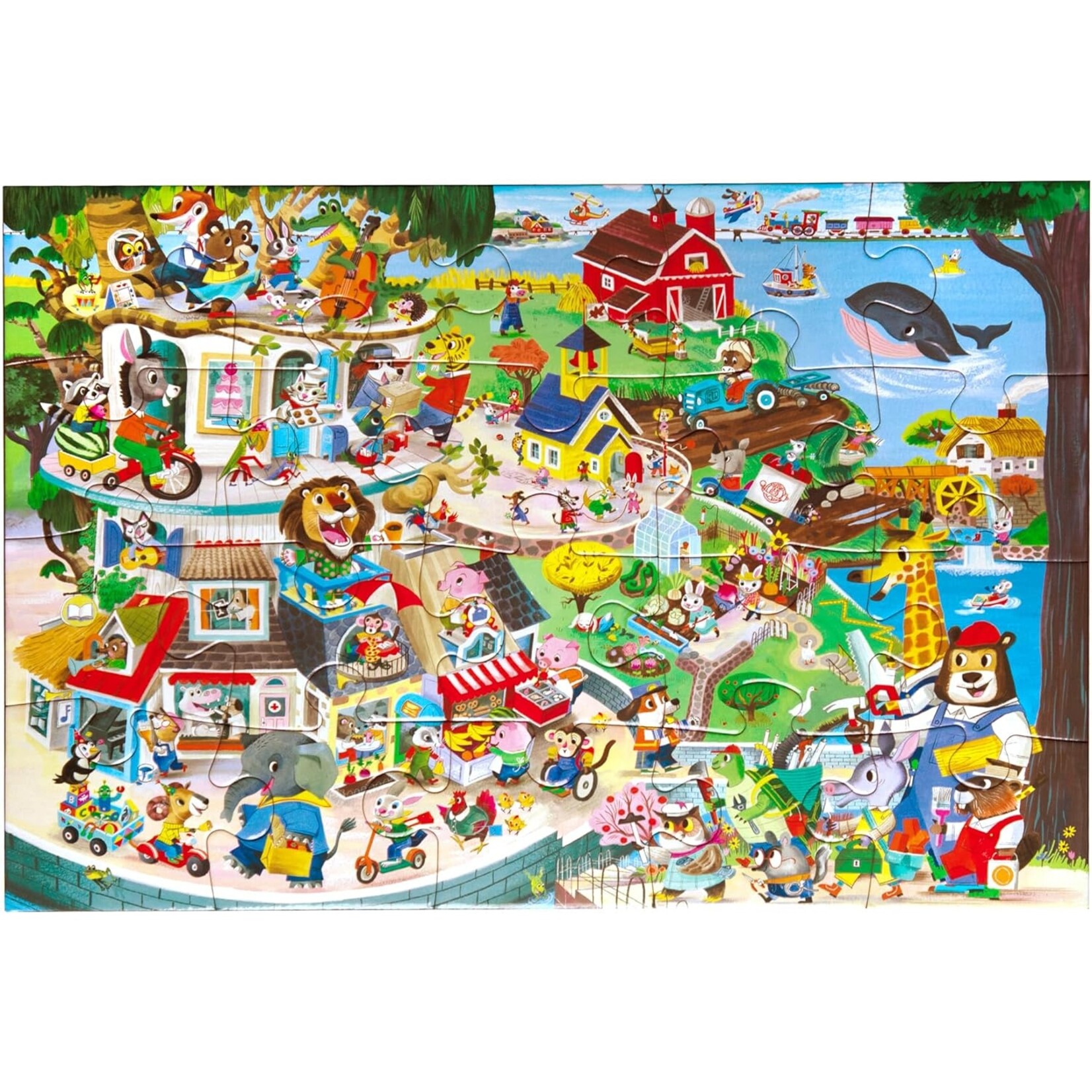 eeboo Animals in Town 20 Piece Rectangle Puzzle