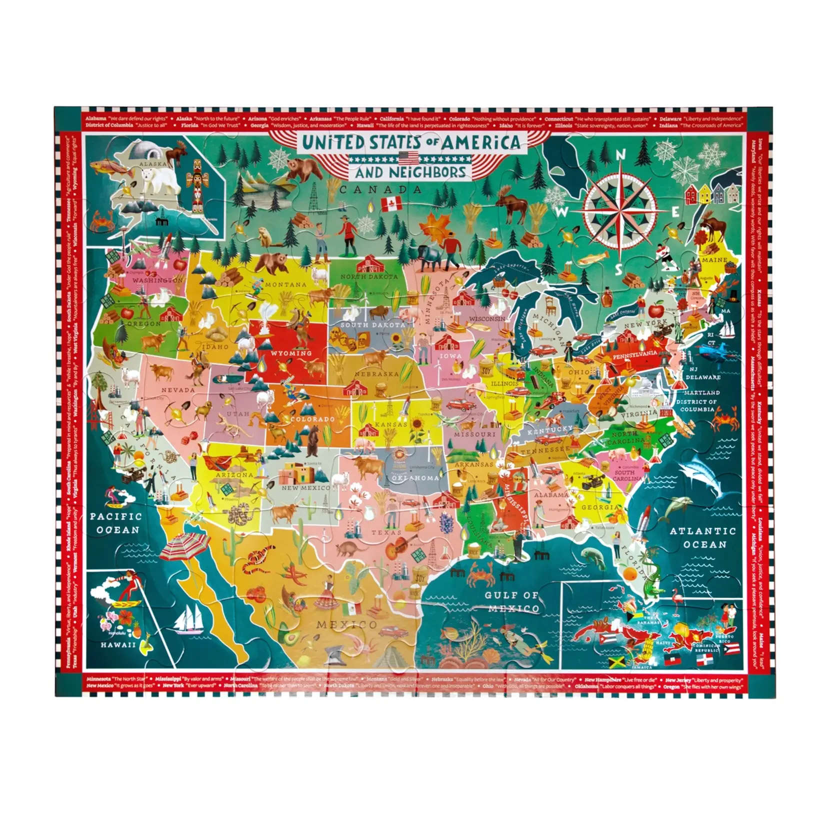 eeboo USA Map 48 Piece Giant Puzzle