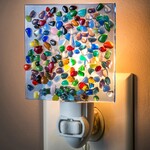 Blue Multi Colored Fused Glass Night Light
