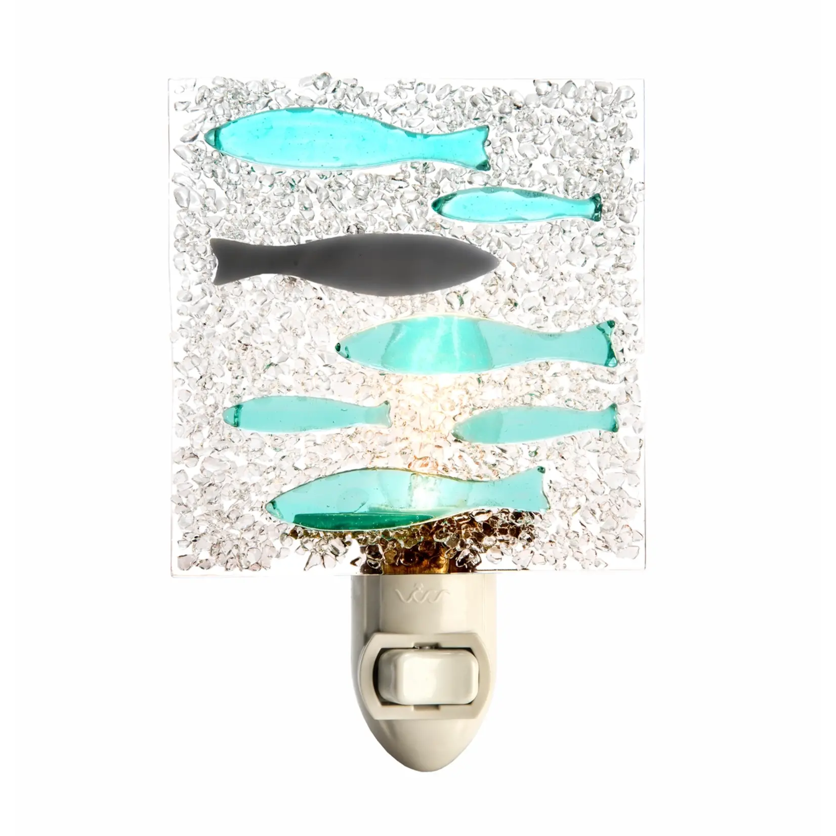 Swimming Against The Current Night Light, Fused Glass