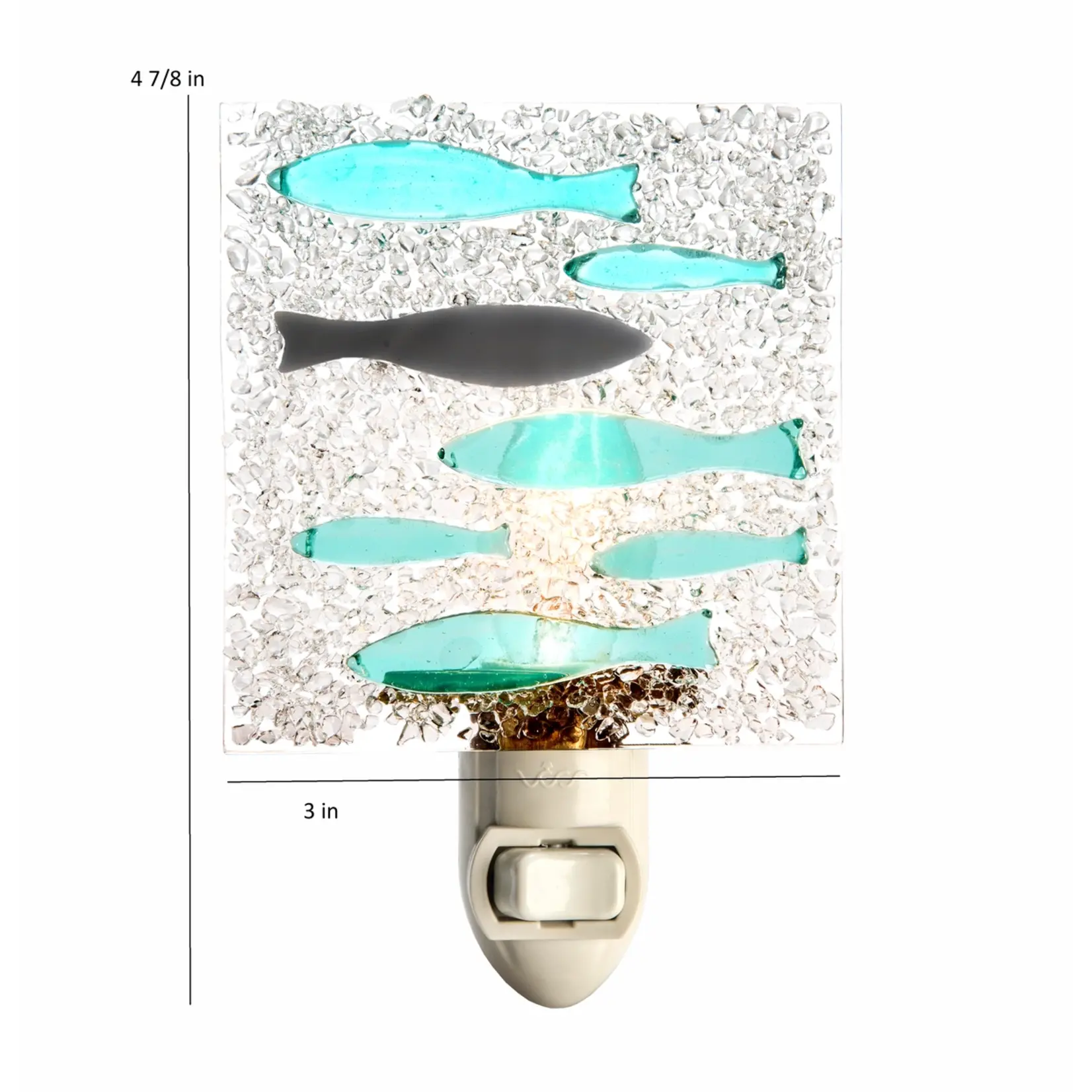 Swimming Against The Current Night Light, Fused Glass