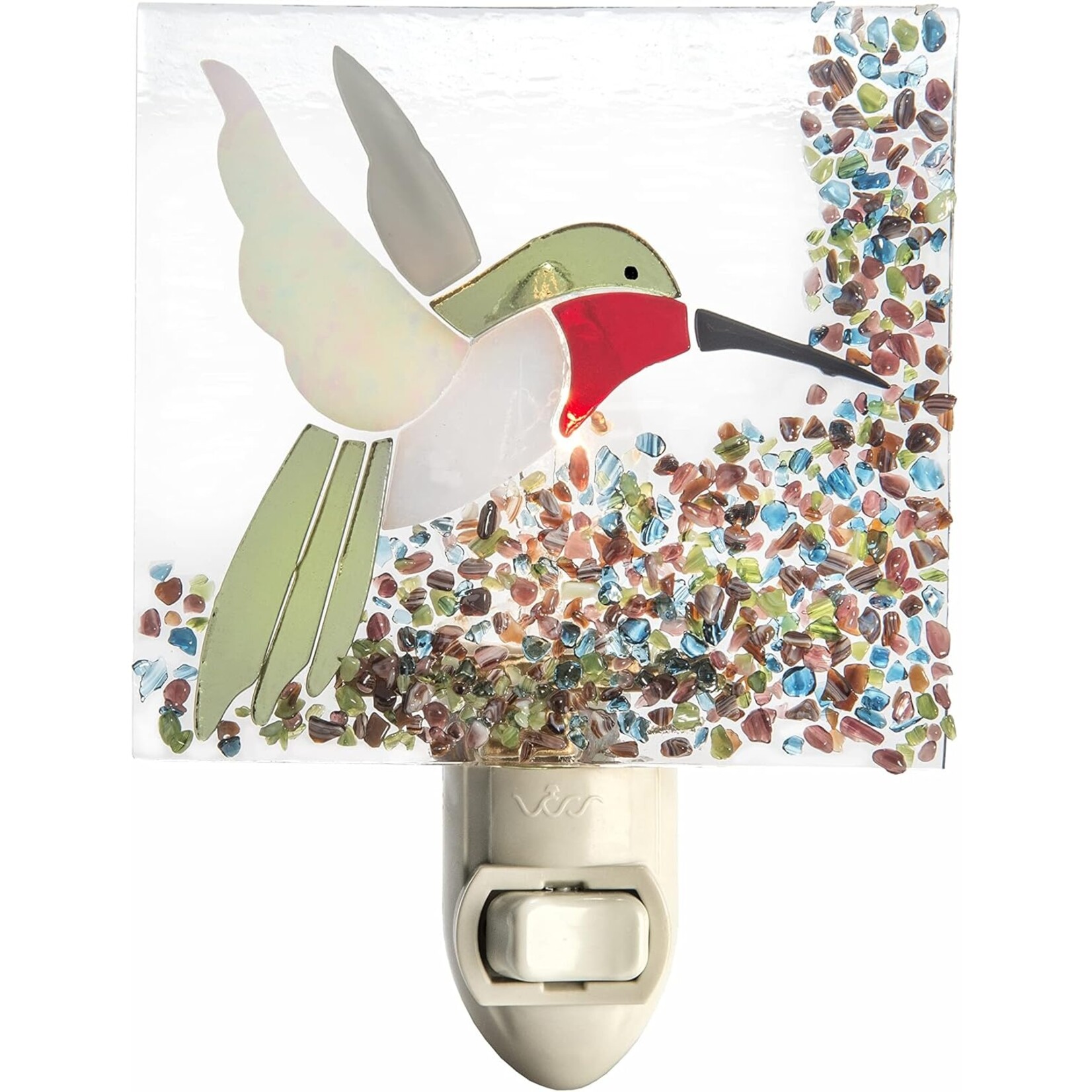 Hummingbird Night Light Fused Stained Glass