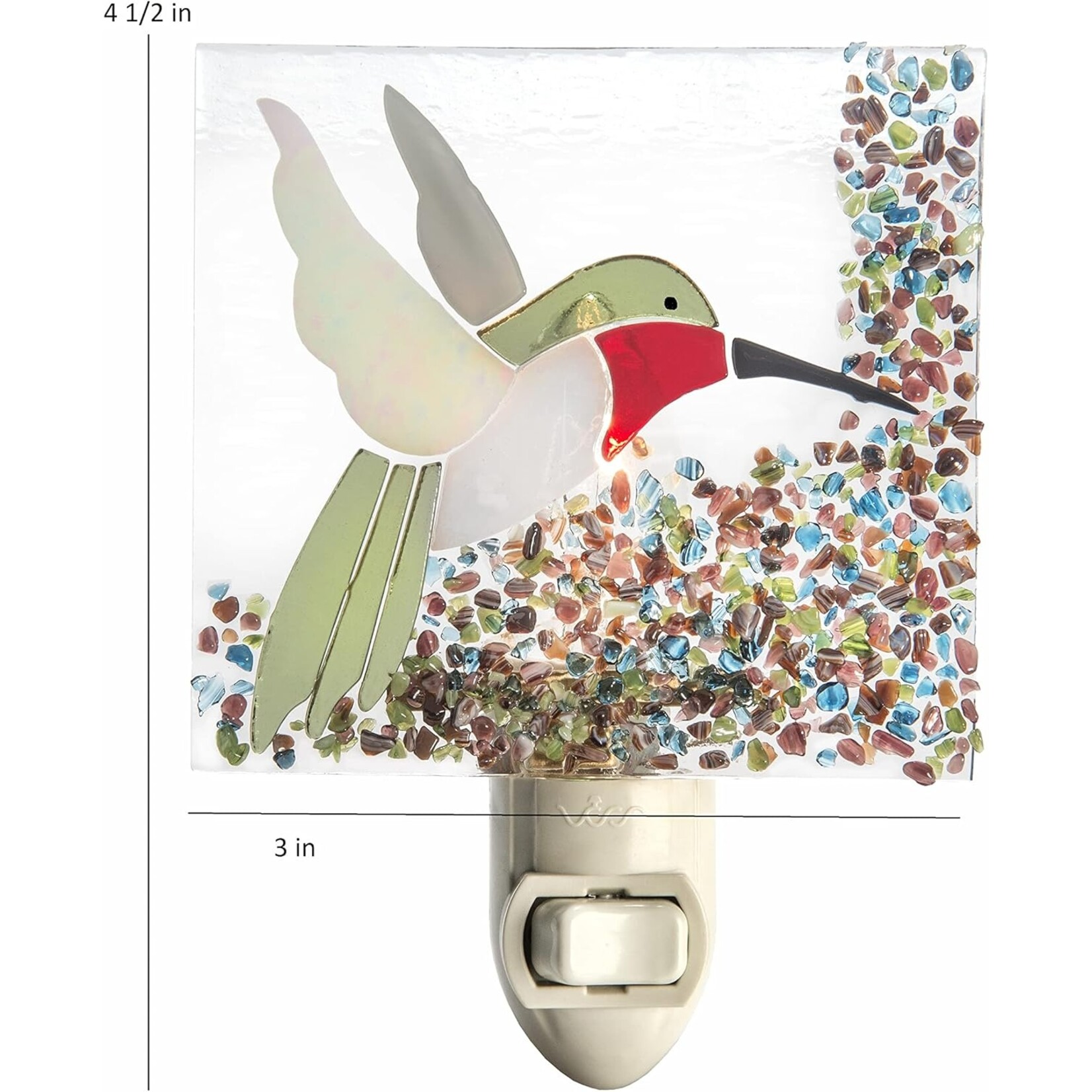 Hummingbird Night Light Fused Stained Glass