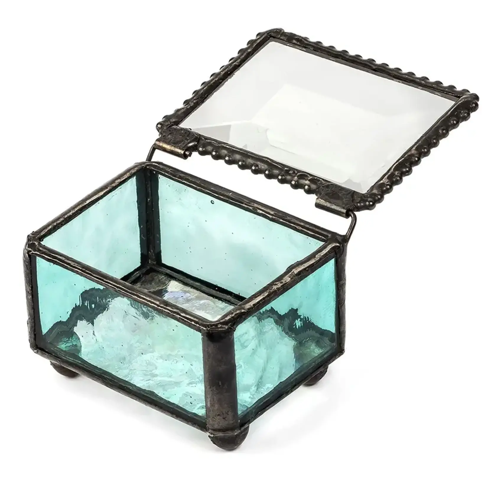Stained Glass Turquoise Trinket Box