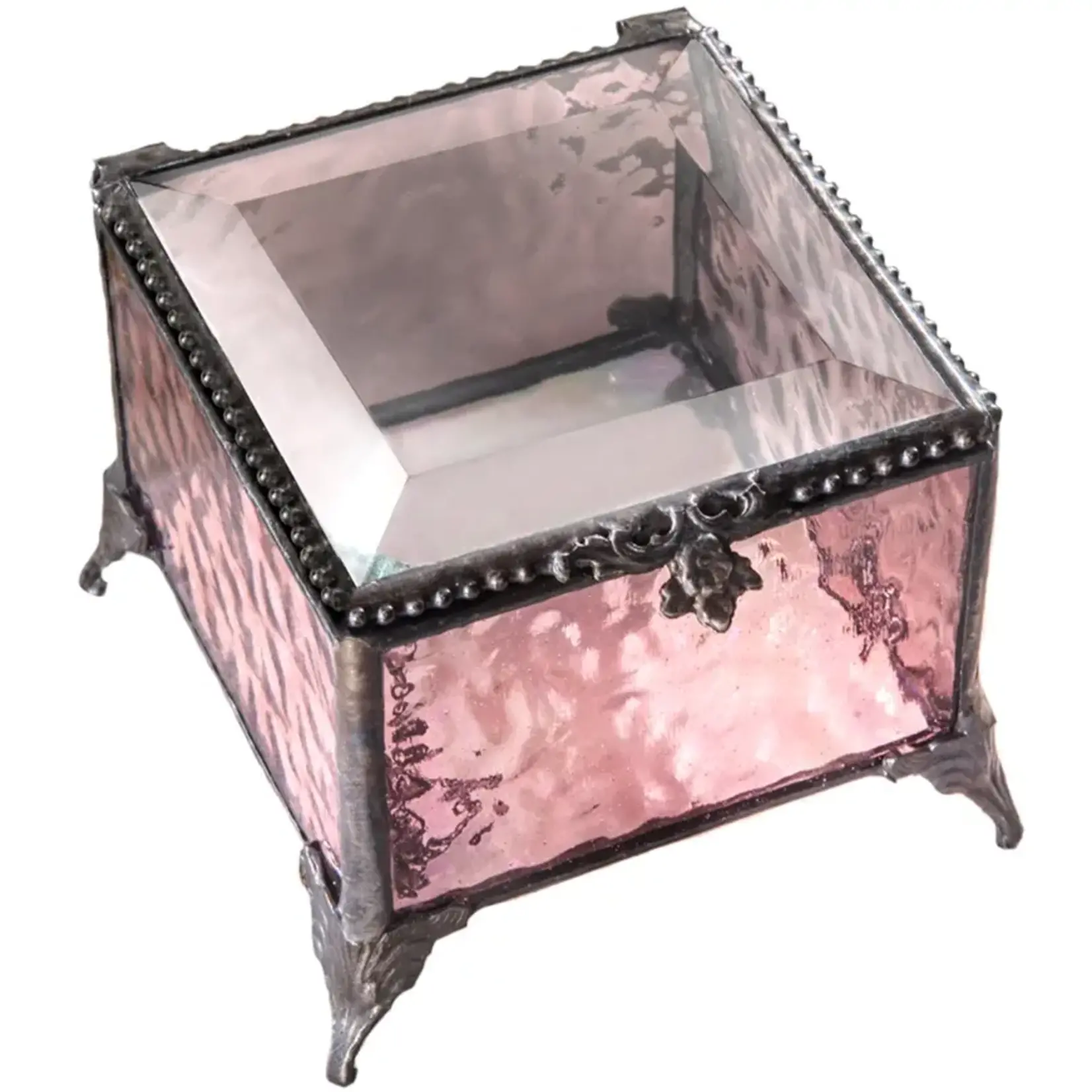 Small Pink Stained Glass Trinket Box