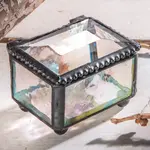 Small Stained Glass Trinket Box - Clear Iridescent