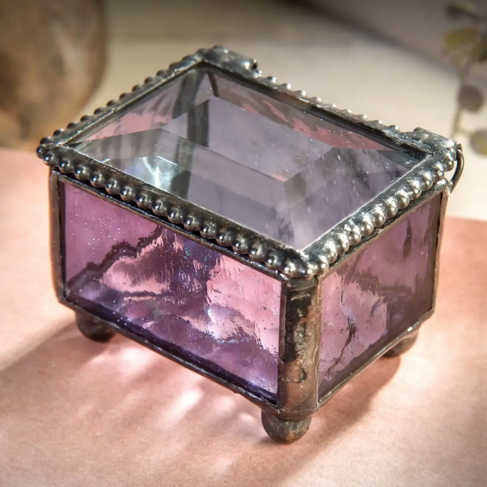 Small Stained Glass Trinket Box - Purple