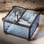 Blue Stained Glass Box with Butterfly Lift