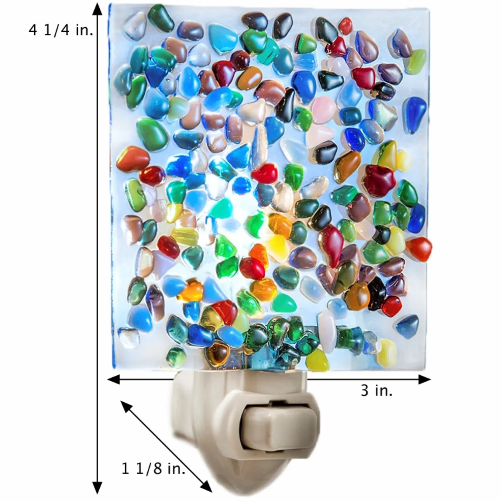 Blue Multi Colored Fused Glass Night Light
