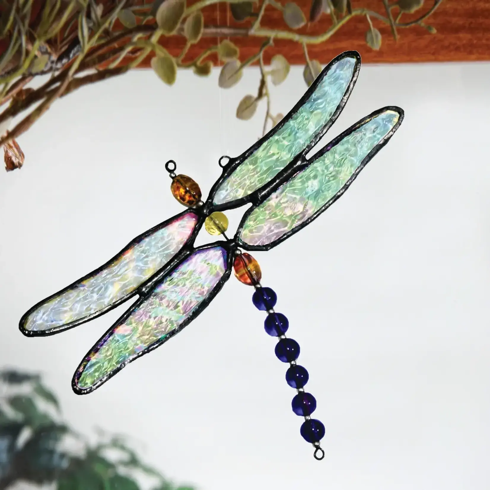 Stained Glass Dragonfly Ornament