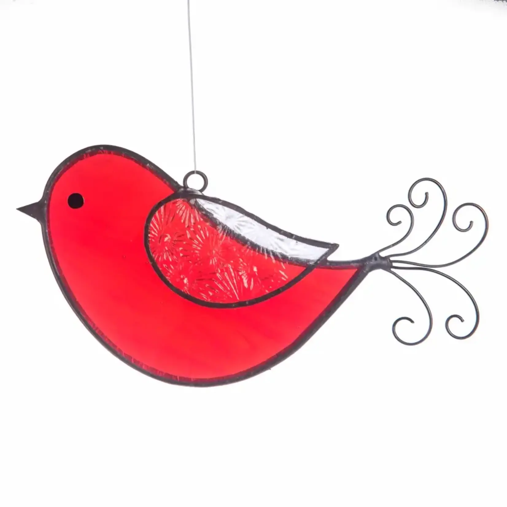 Stained Glass Bird Sun Catcher (Red or Blue)