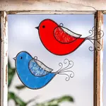 Stained Glass Bird Sun Catcher (Red or Blue)