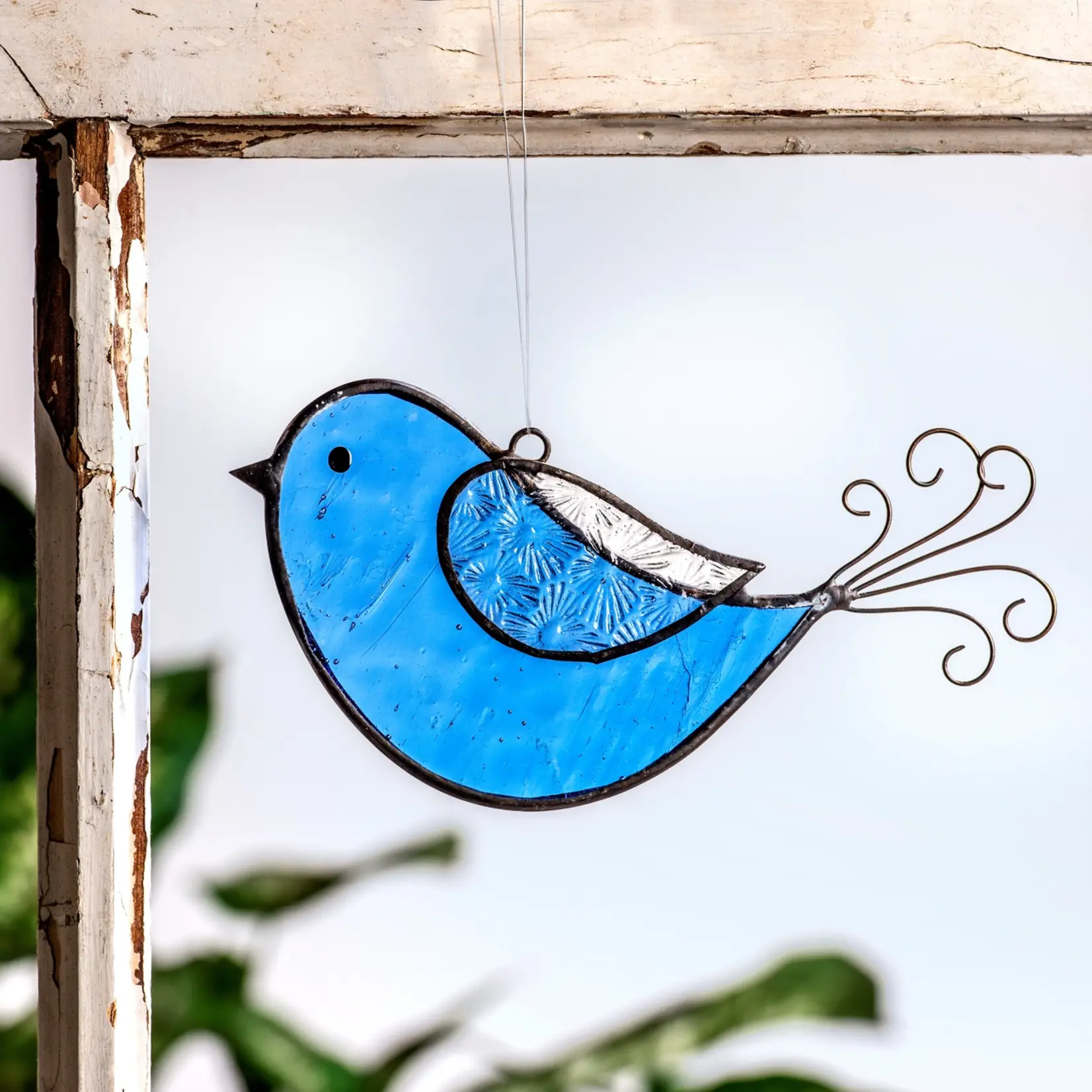 Stained Glass Bird Sun Catcher (Red or Blue)