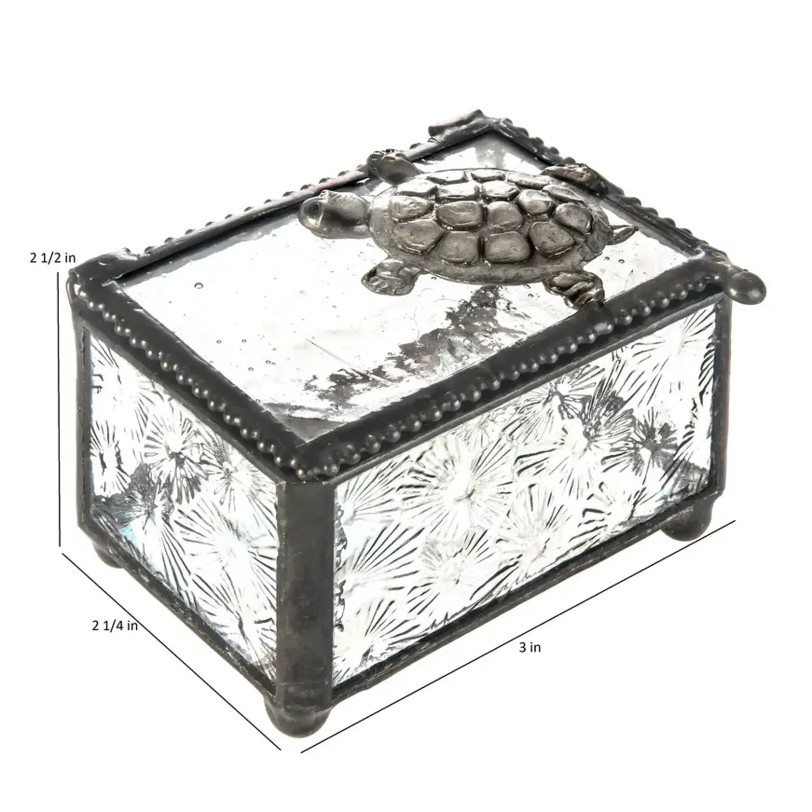 Small Glass Sea Turtle Trinket Box