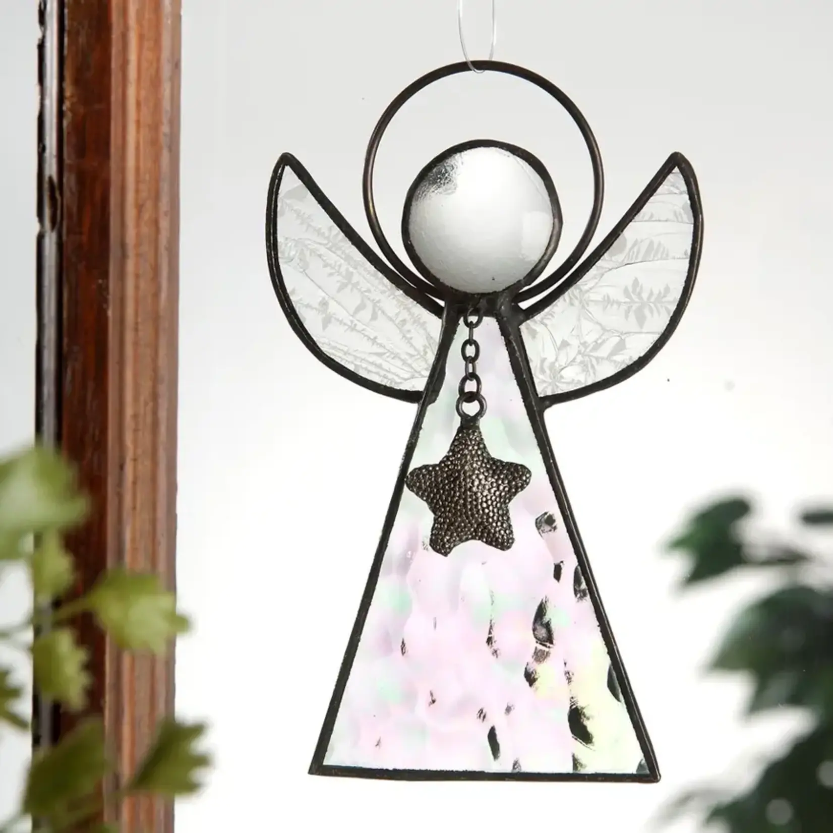 Clear Iridescent Glass Angel Ornament