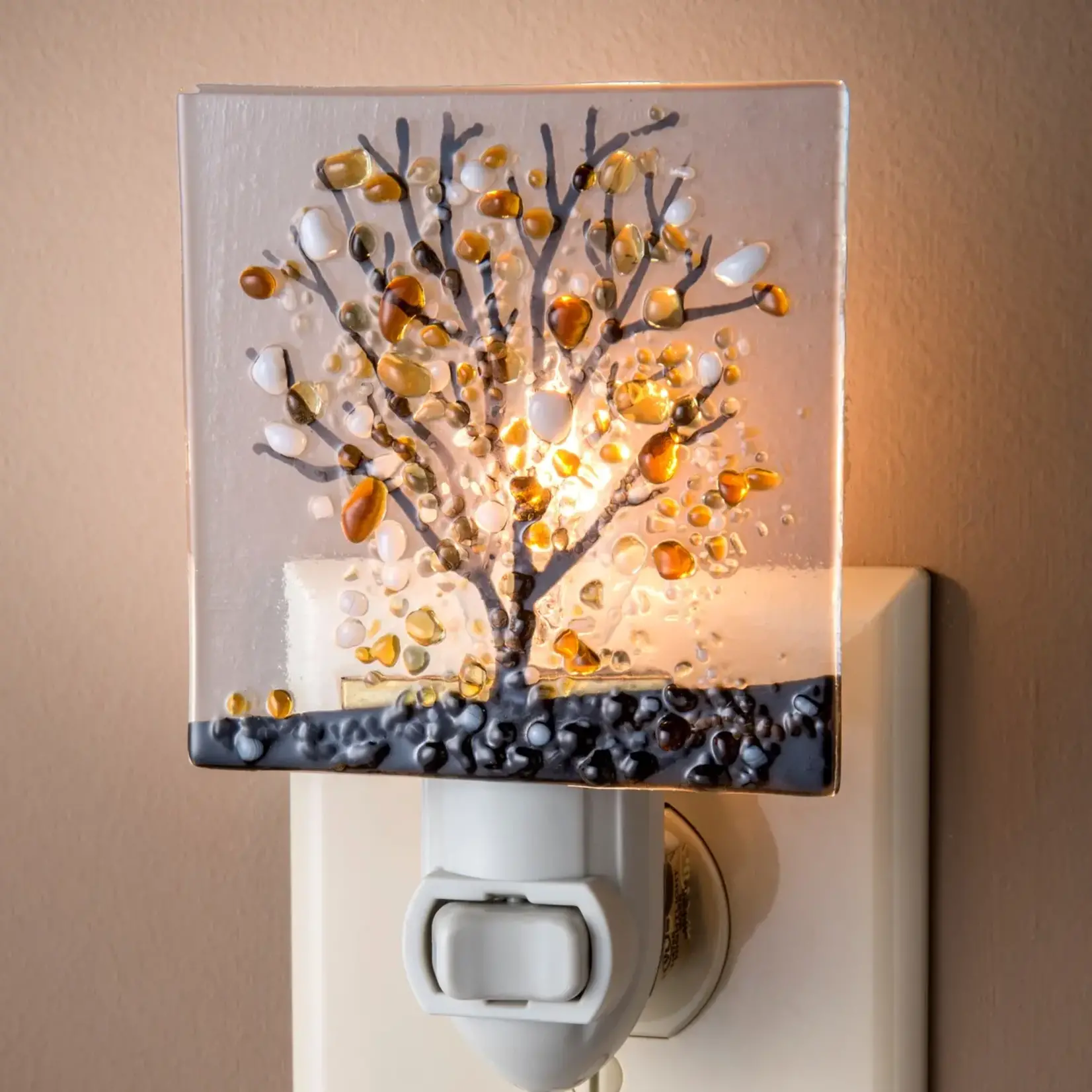Tree Stained Glass Night Light | Brown