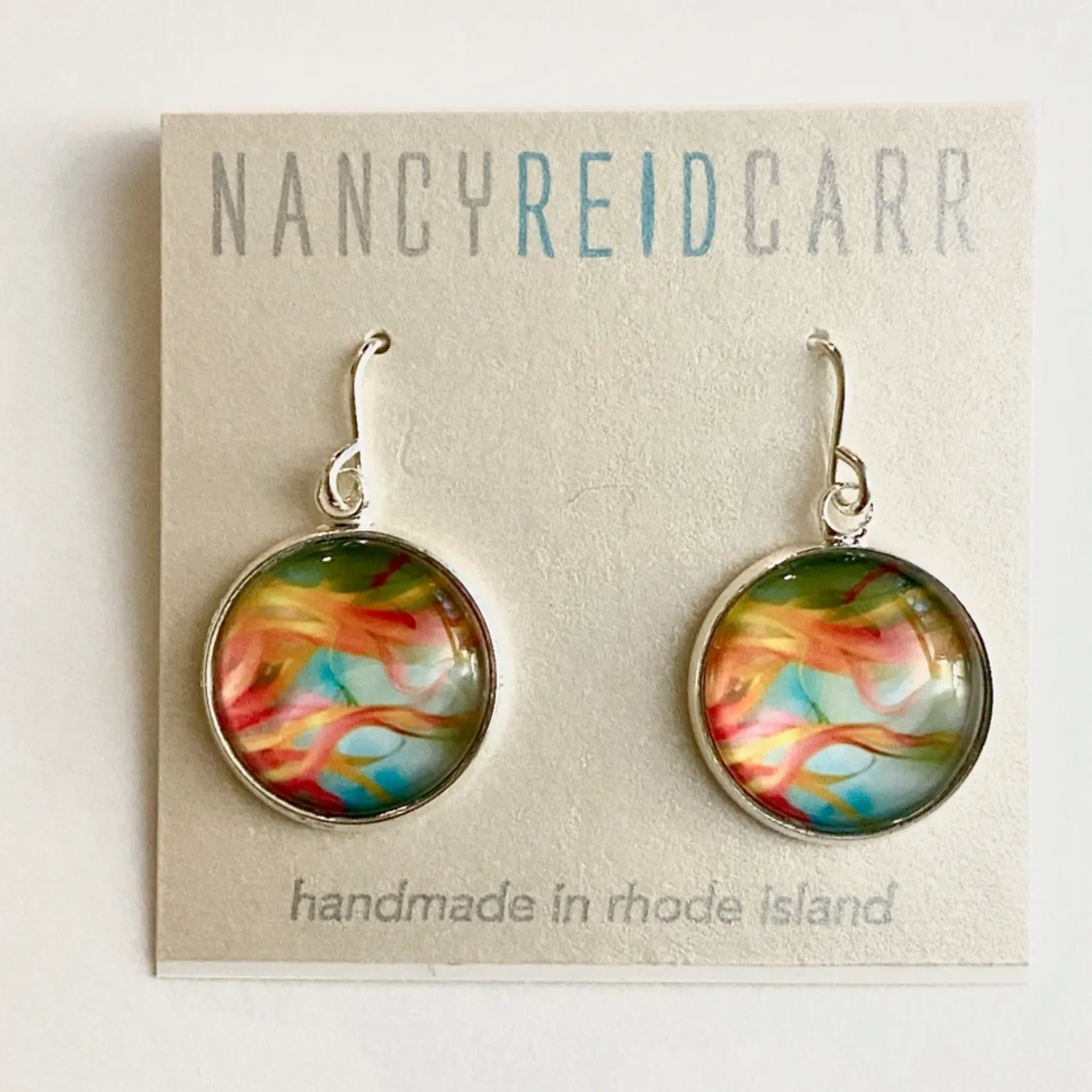Drop Earrings - Abstract Collection - Orange/Blue