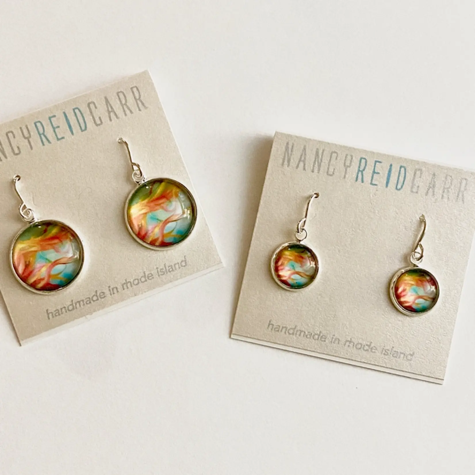 Drop Earrings - Abstract Collection - Orange/Blue