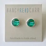 Abstract Post Earrings - Green